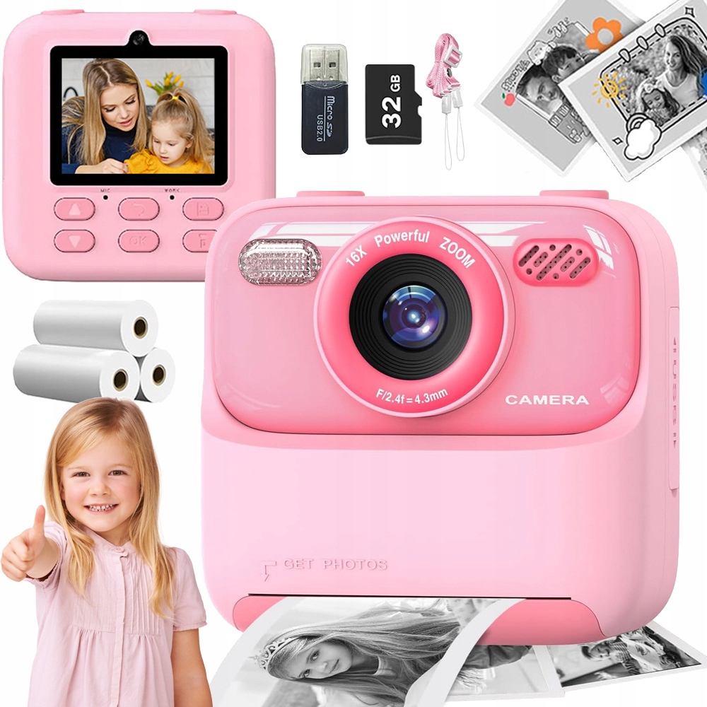 Fotoaparáty Pro Děti Okamžité Digitální Nahrávání Videa Hráč Růžový