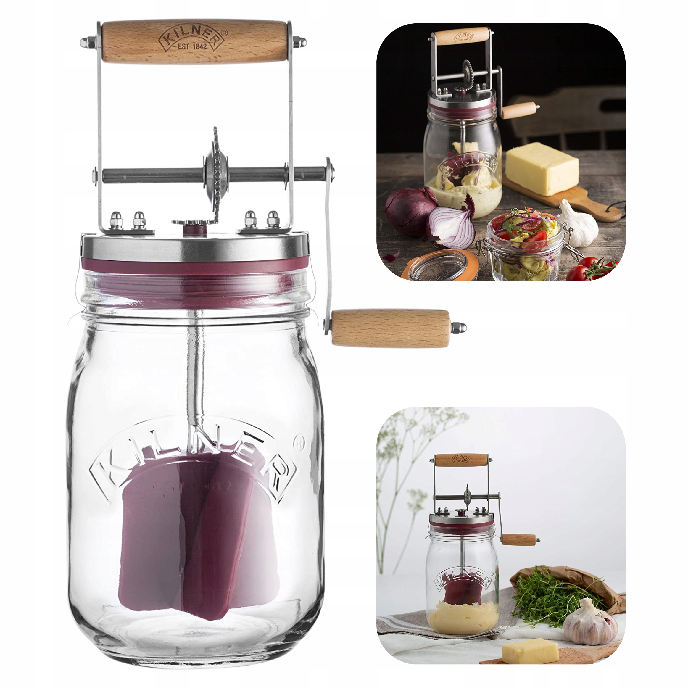 Maselnica Kilner Ručný Šľahač Nádoba Na Domáce Maslo 1 L