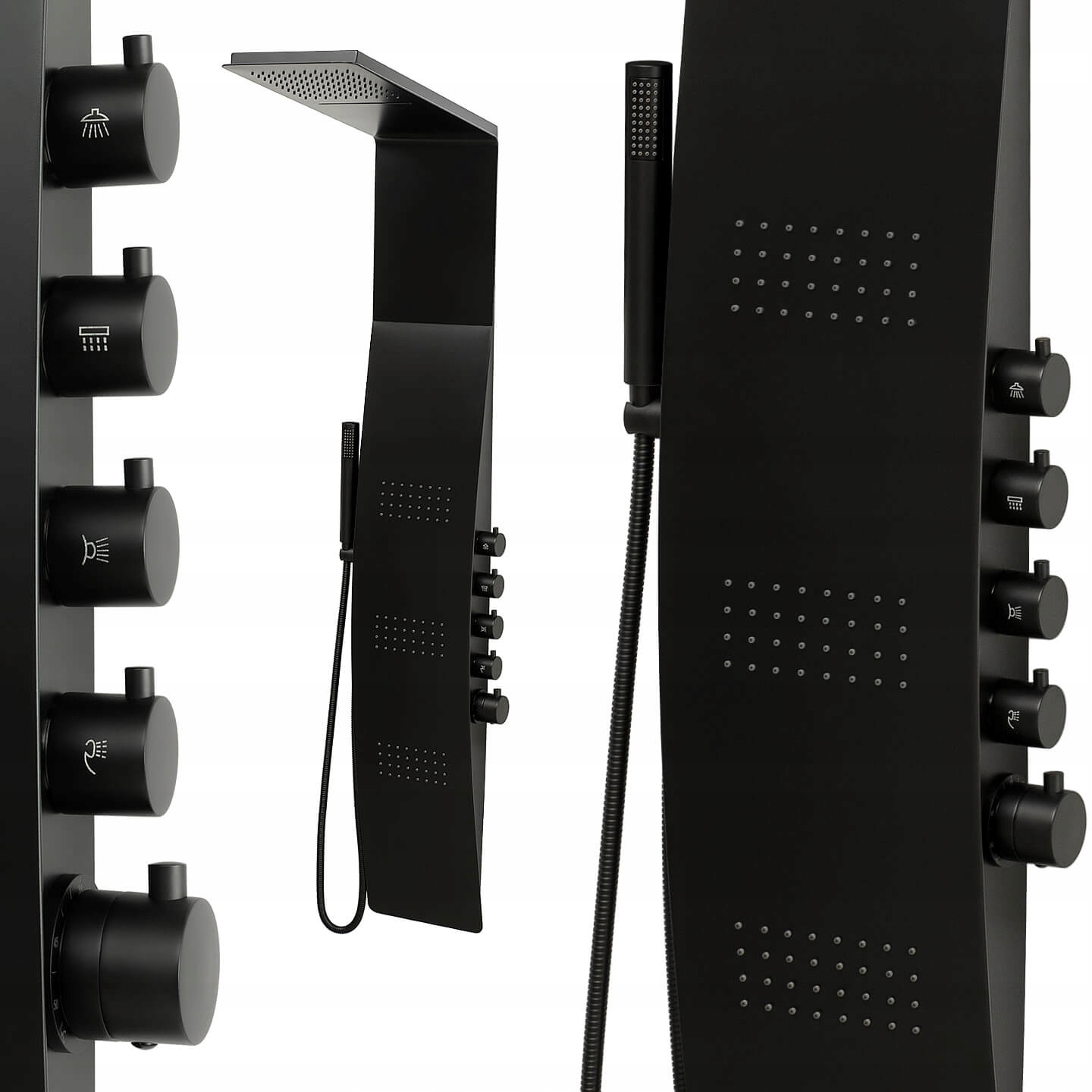 Čierny Sprchový Panel Široký Sprchový Stĺp NEO2 150 CM