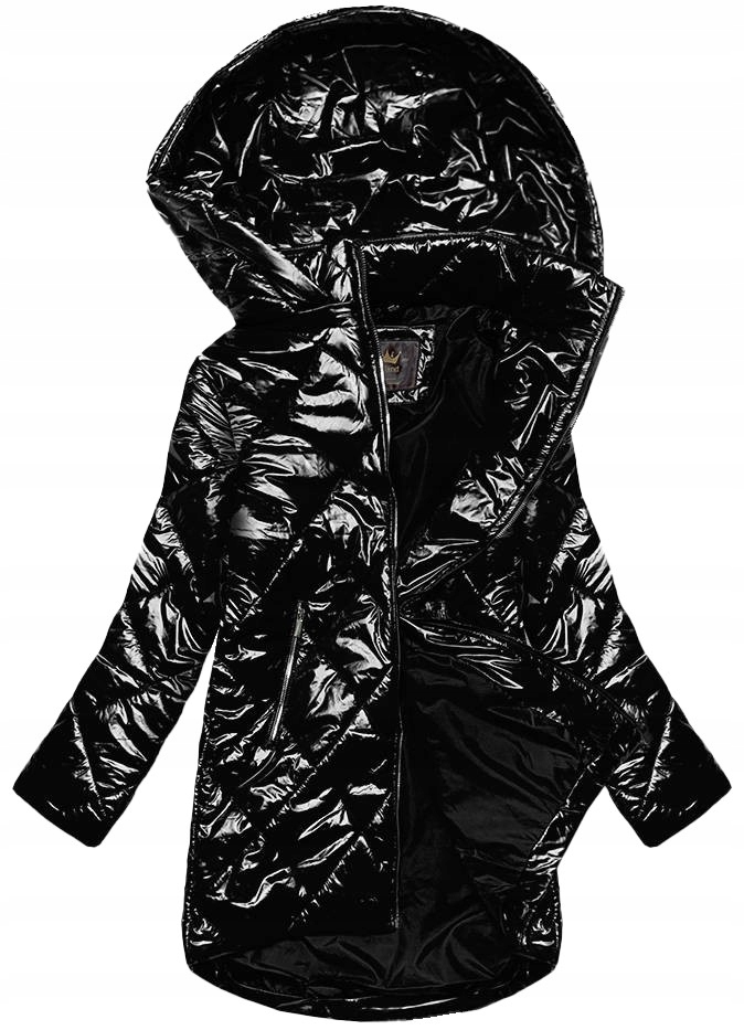 Lesklá Prošívaná Bunda 7259BIG Černá XXL (44)