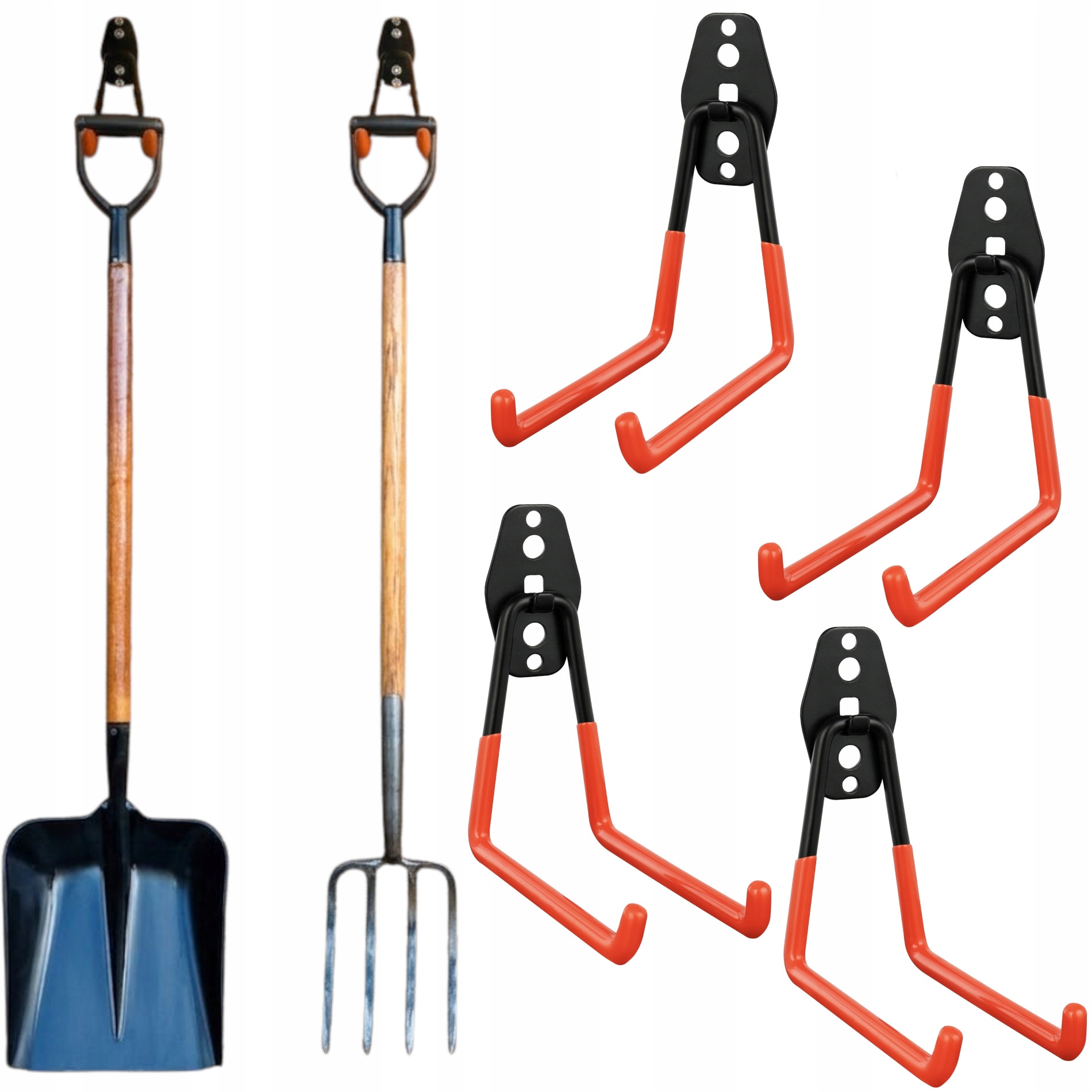 Nástěnný Věšák Na Zahradní A Garážové Nářadí Pevné Háky 4ks