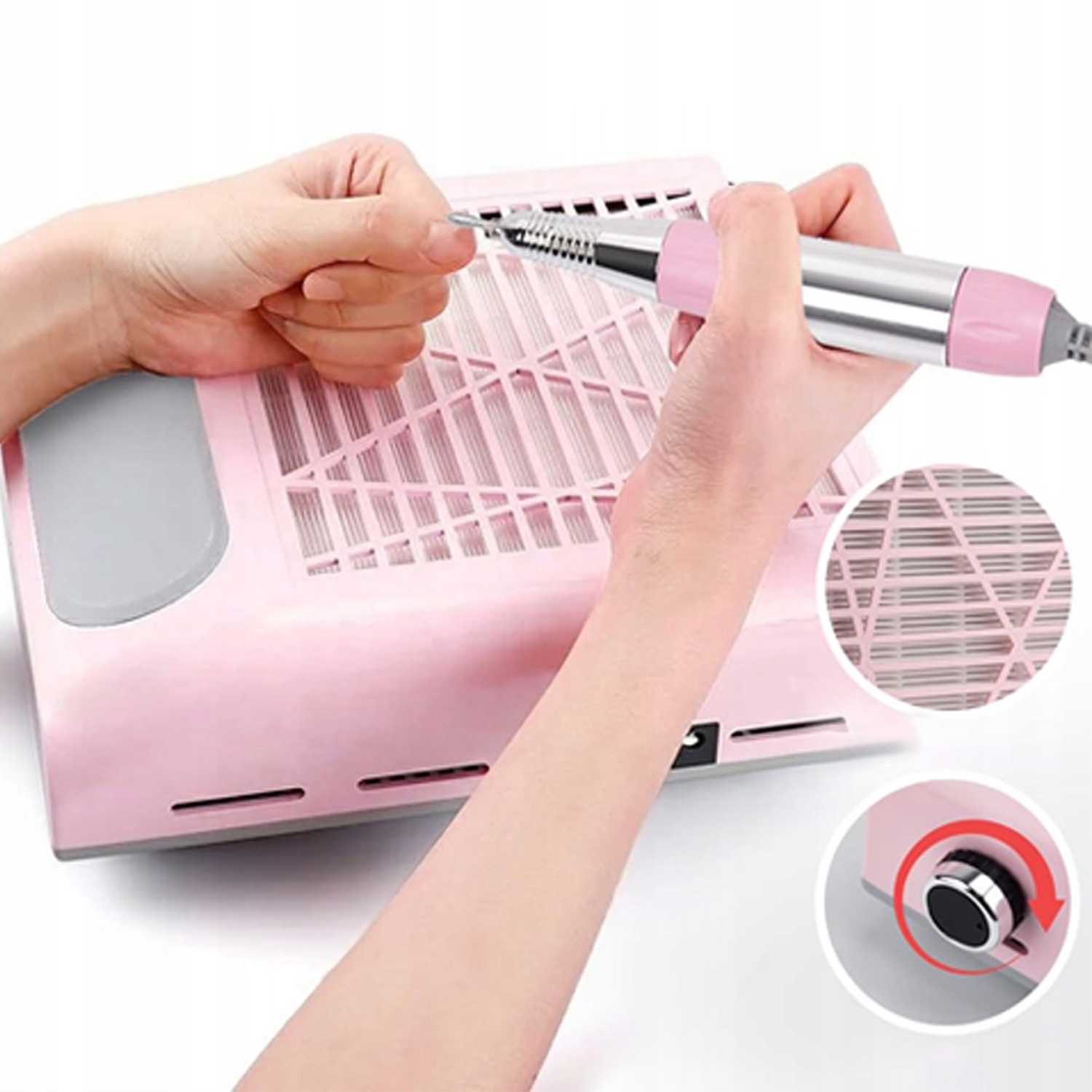 Výkonný Odsávačka Prachu 80 W Na Nehty A Manikúru Růžový