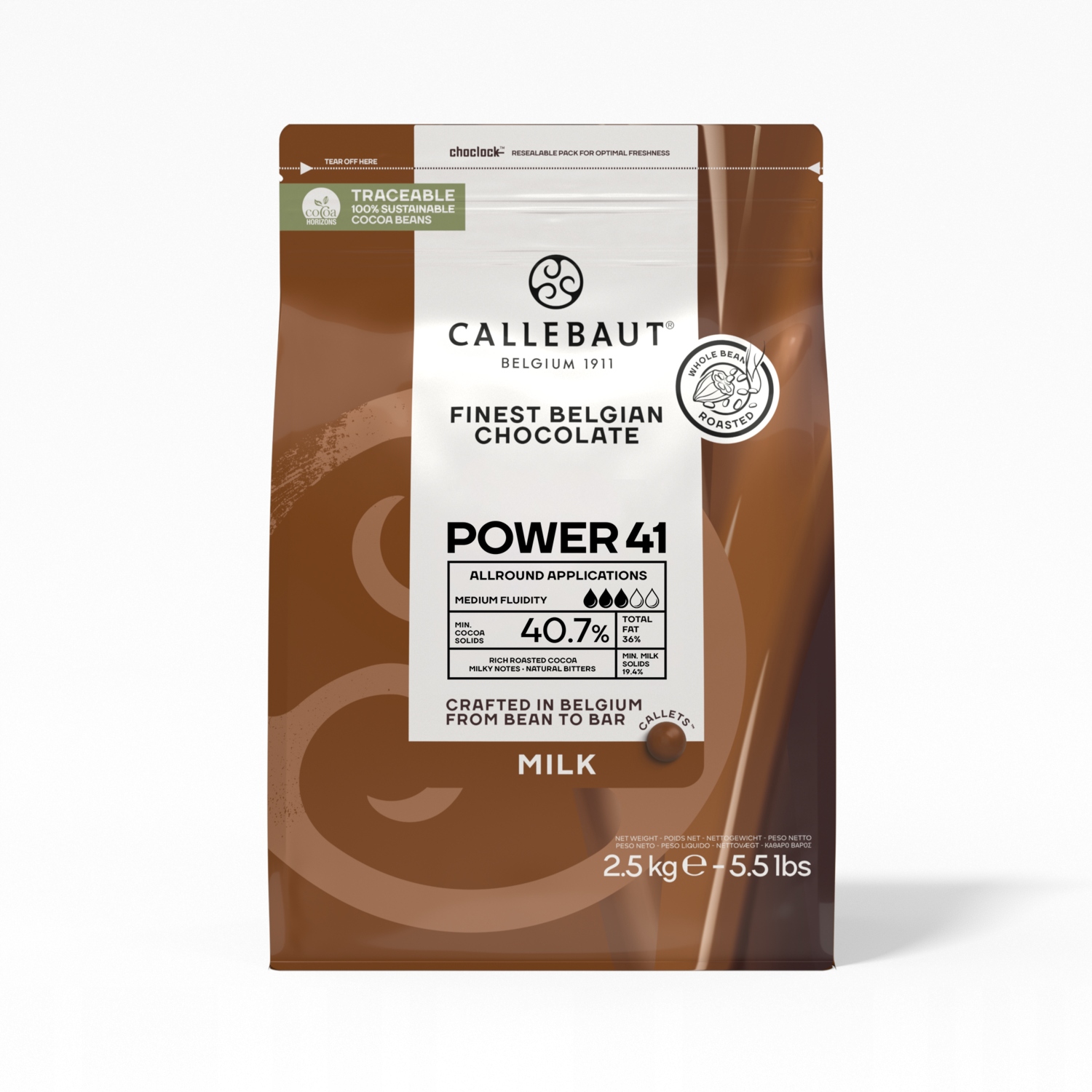 Callebaut czekolada mleczna Power 41 40,7% 2,5 kg Data ważności: 21.07.2027