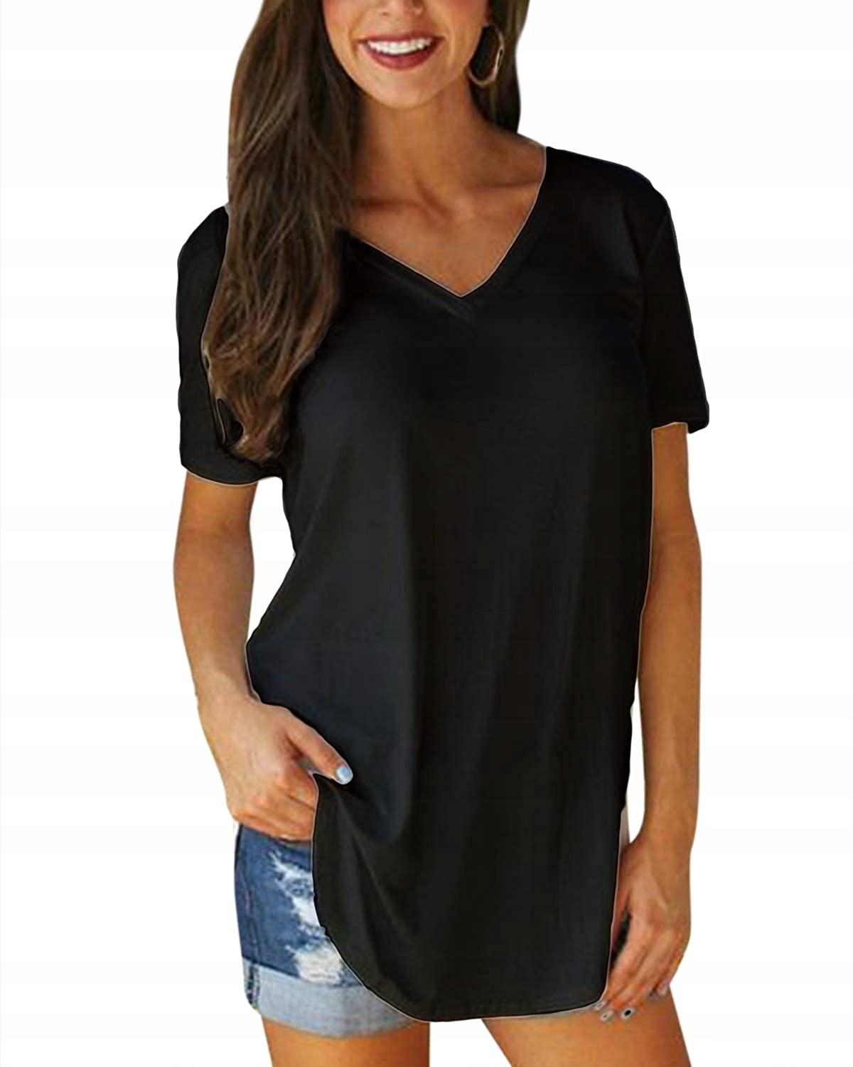 

T-shirt bluzka Oversize Rozcięcie Na Boku modna XL