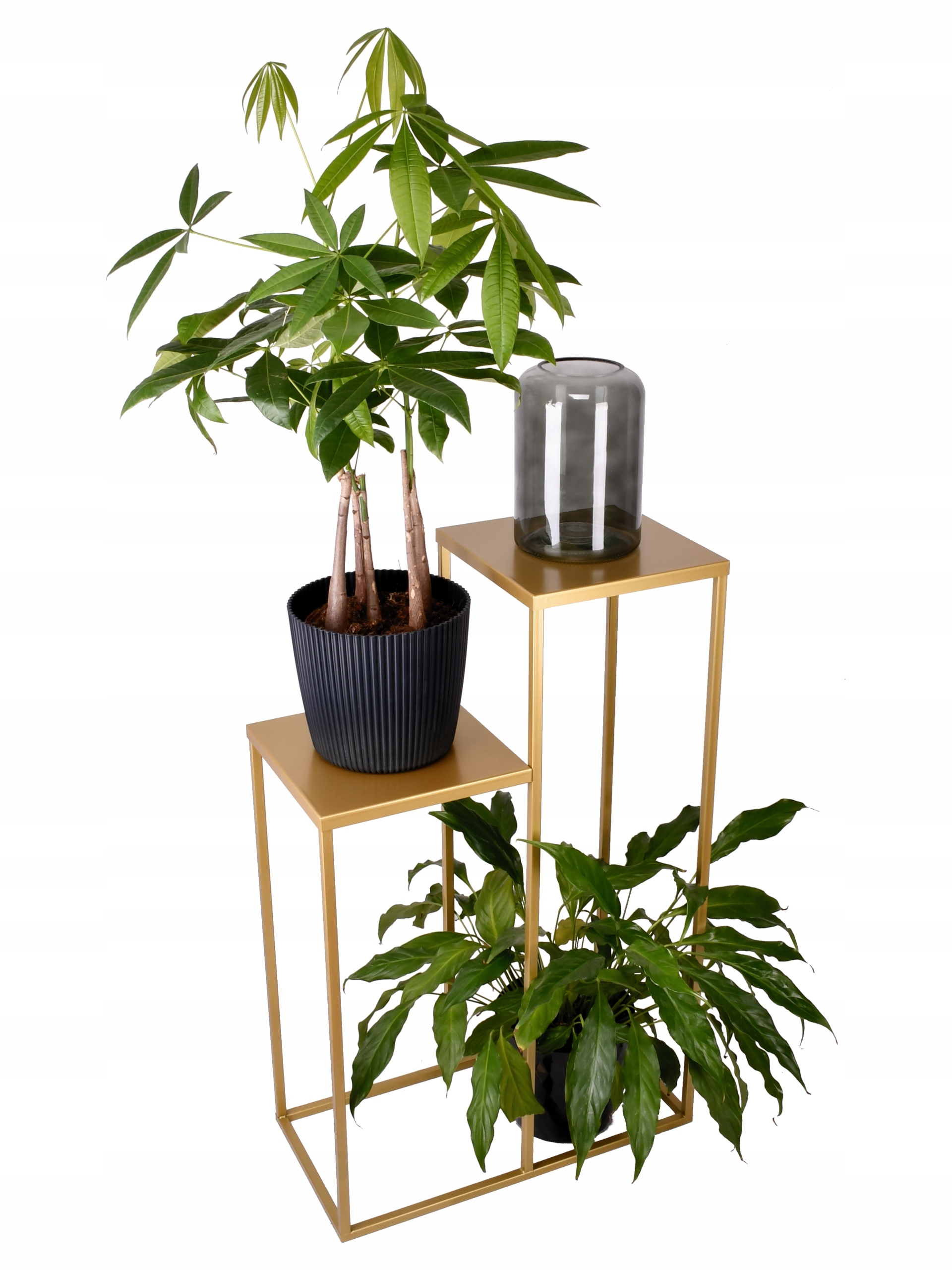 Držák Na Květináč Stojící Kovový Stojan Regál Na Květiny Rostliny Loft 80 CM Zlatý