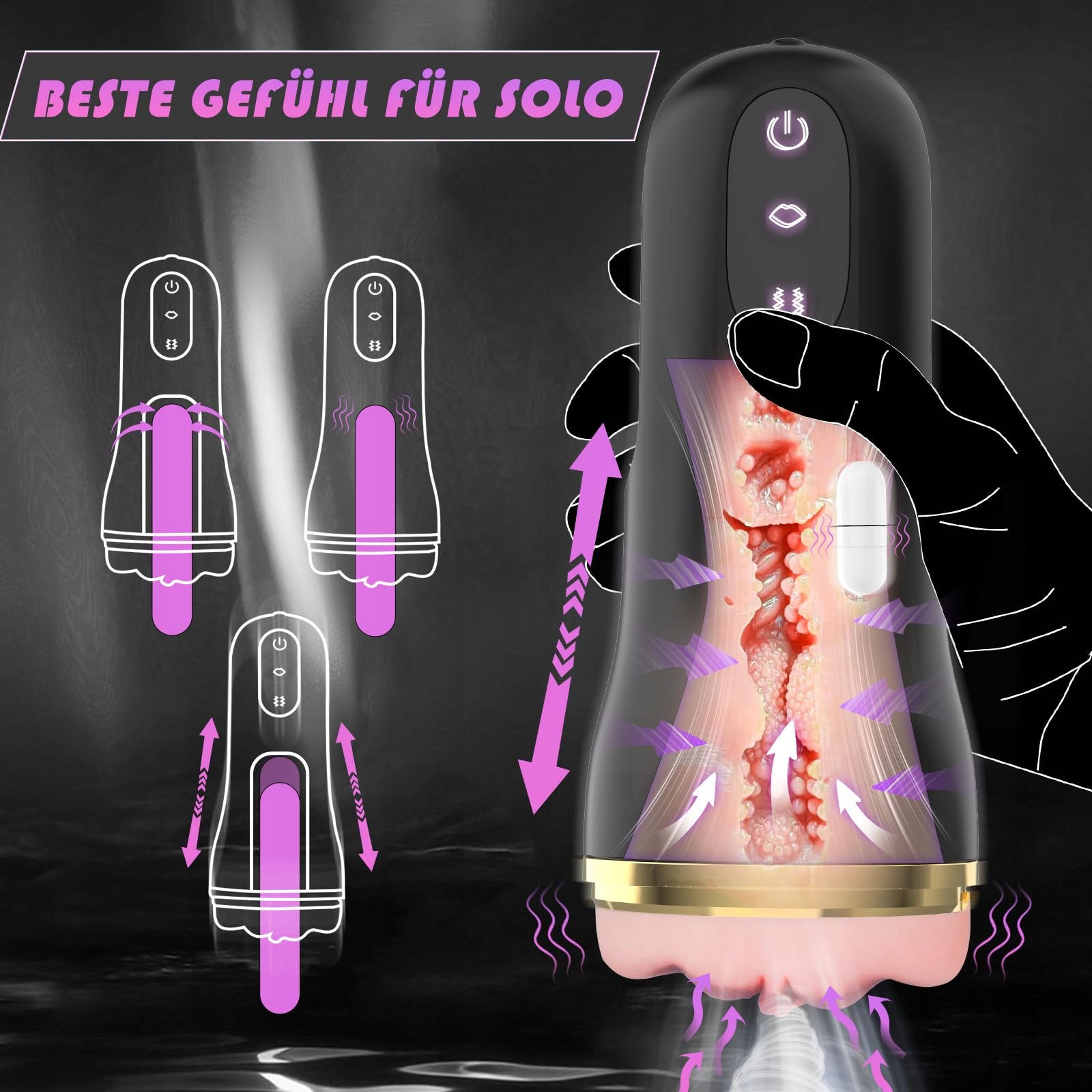 ELECTRISCHER Masturbator Dla Mężczyzn 10 Wibracji 5 Trybów Ssania 3D Vagina — miniatura 4