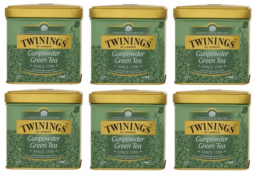 Twinings Gunpowder Green Tea 6x100g Puszka Liścias