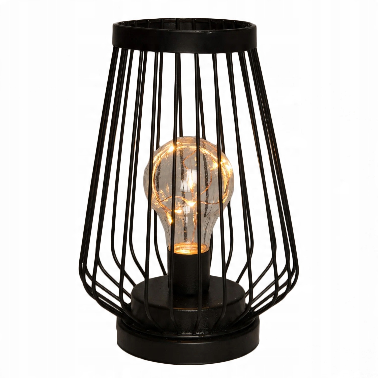 

Czarny metalowy Retro lampion z żarówką Led 21 cm
