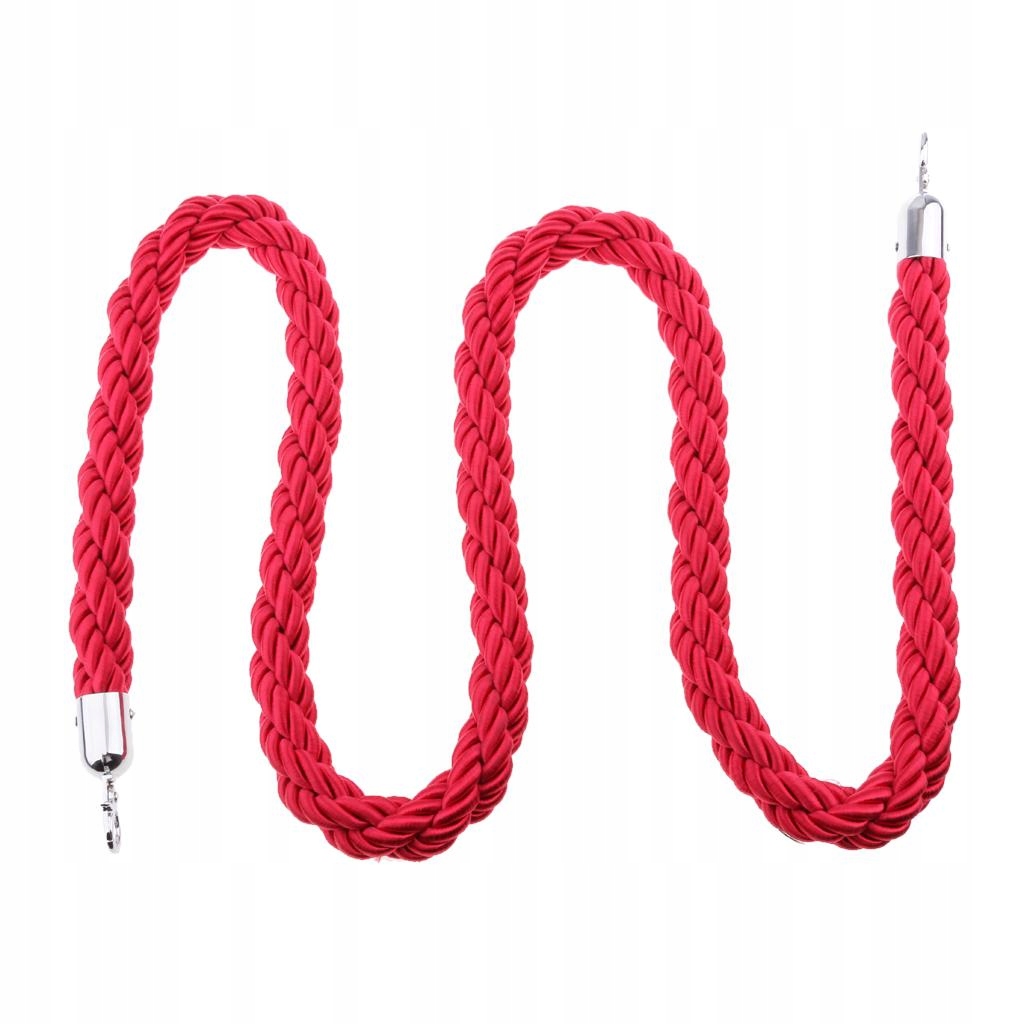 Liny kolejkowe Stanchion Rope z haczykami ft, 6 kolorów czerwony