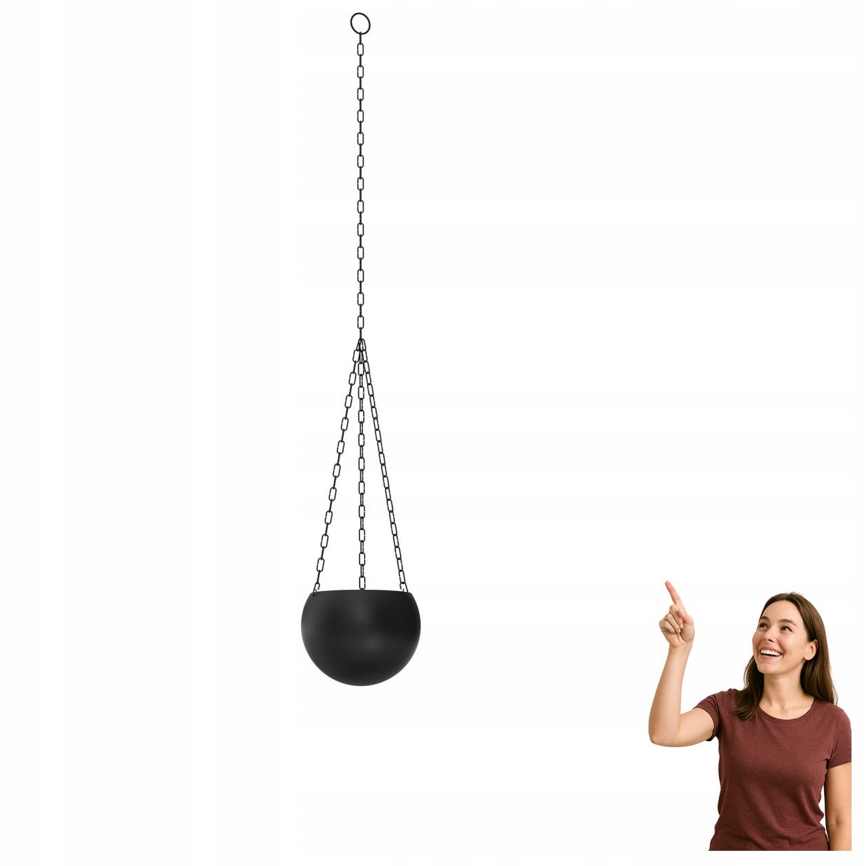 Závesný kvetináč čierny Flower Pot 8103 Luminex