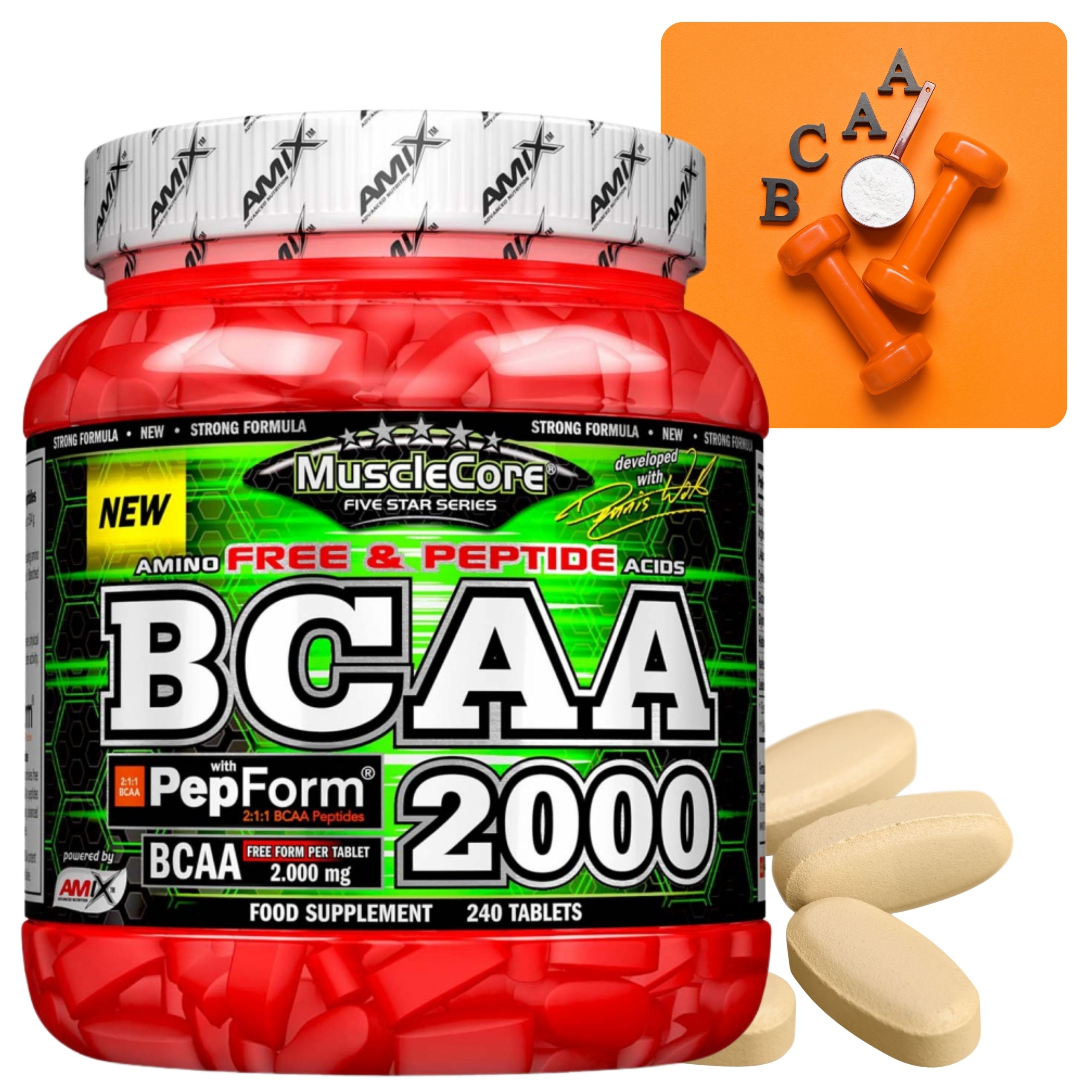 Amix Musclecore Bcaa 2000 240 tablet Aminokyseliny Leucin Isoleucin Valin
