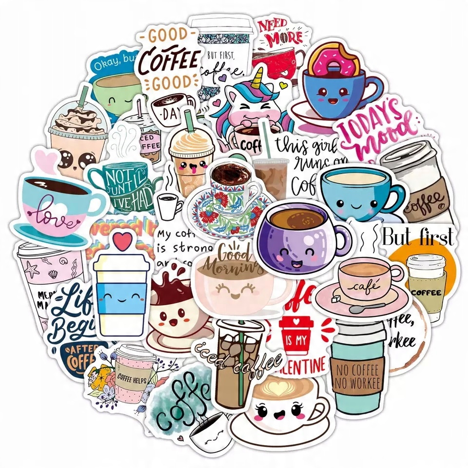 

Kawa Kawka Naklejki Stickerbomb MIX Wlepki 50 szt