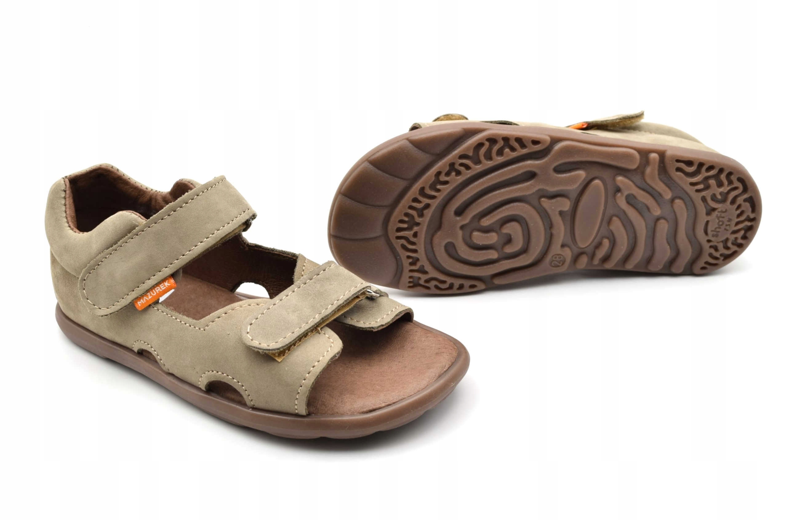 buty dziecięce na rzepy lekkie skórzane sandały chłopięce 1363 Gray r 30