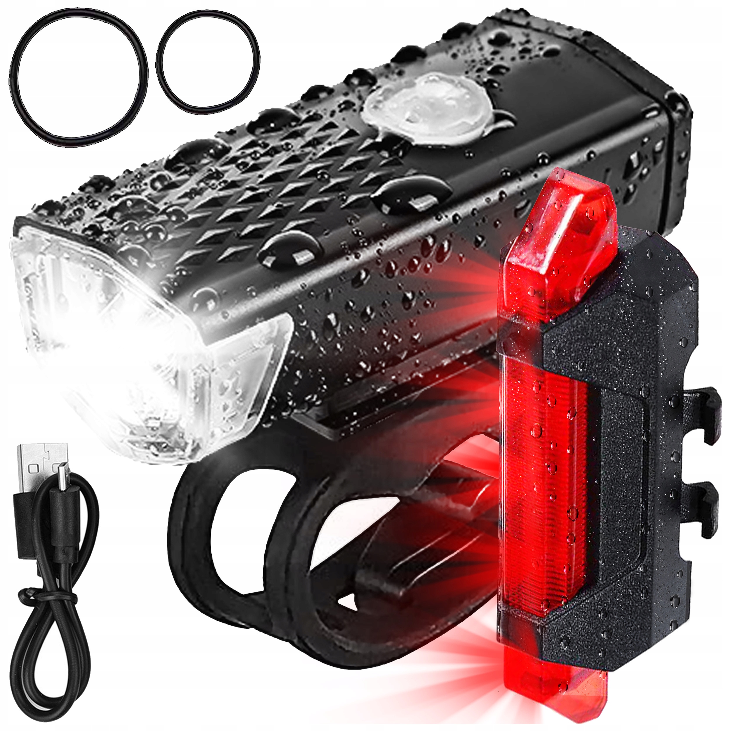 

Mocna Lampka Rowerowa Led Przód Tył Zestaw Usb