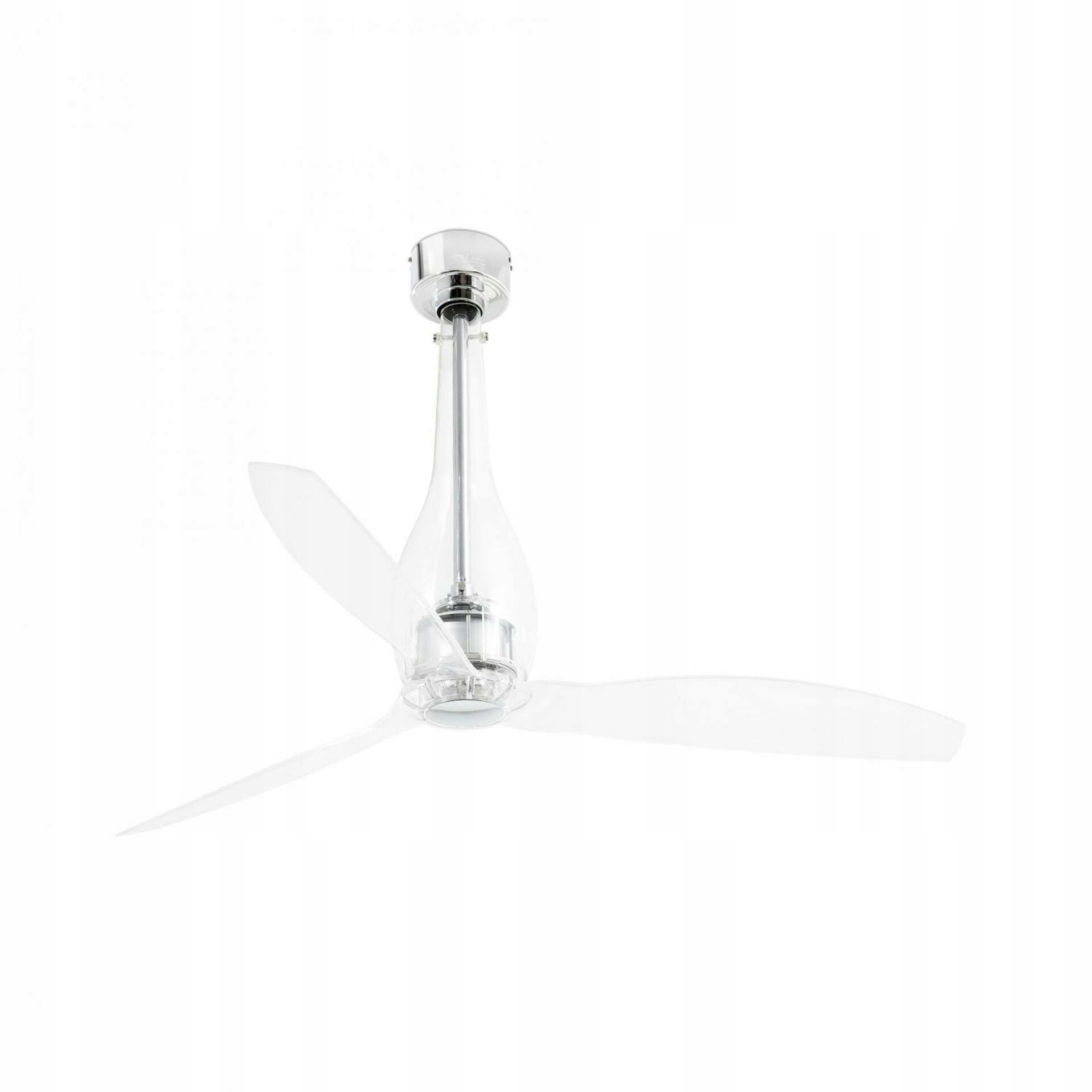 Stropný ventilátor Faro Eterfan M, DC motor, transparentný/chróm, 128 cm