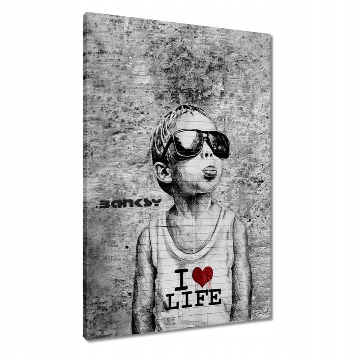 Obrazy 60x90 I love life Banksy Spray
