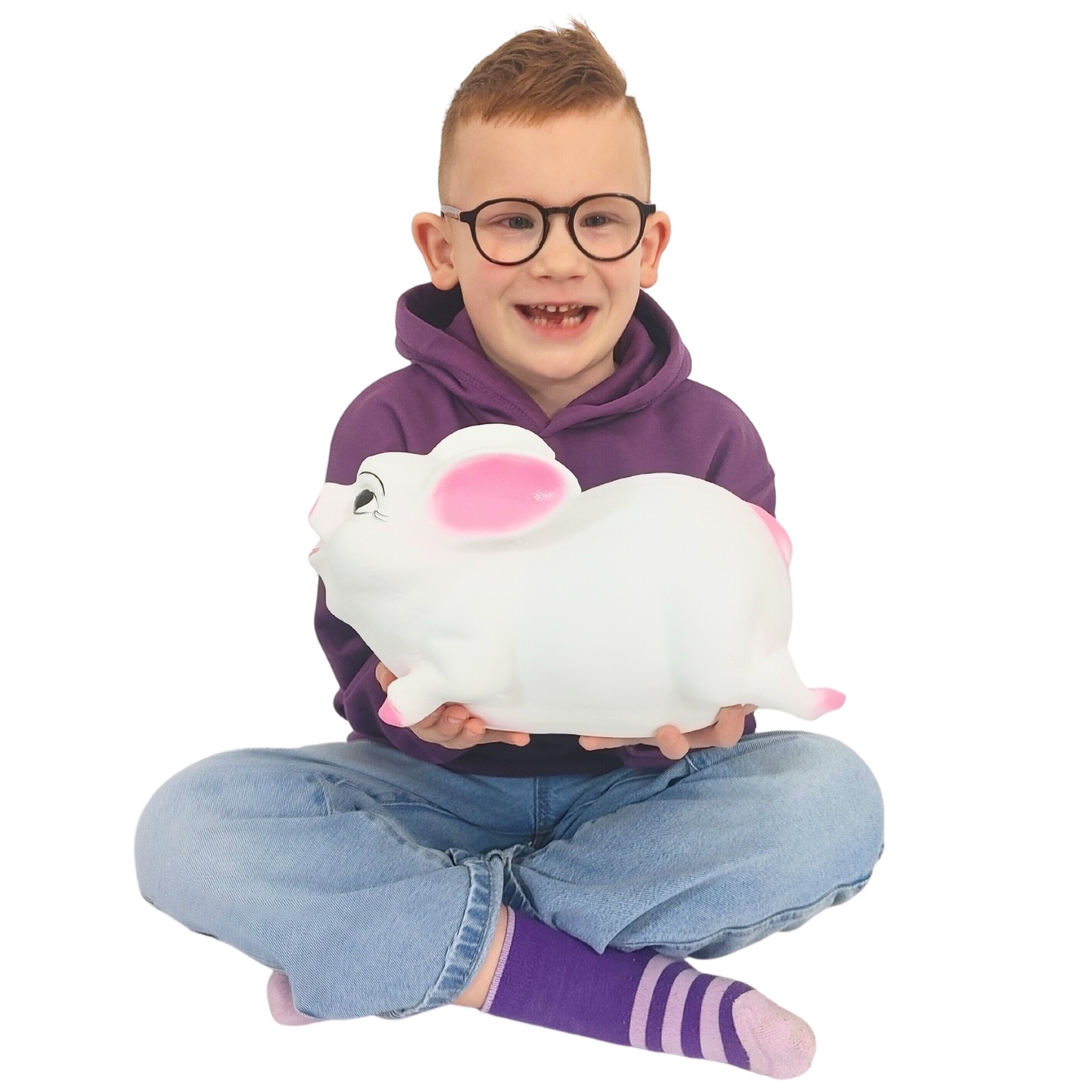 Velká Pokladnička Keramické prasátko na rozbití Bílá pro Chlapce A Dívku