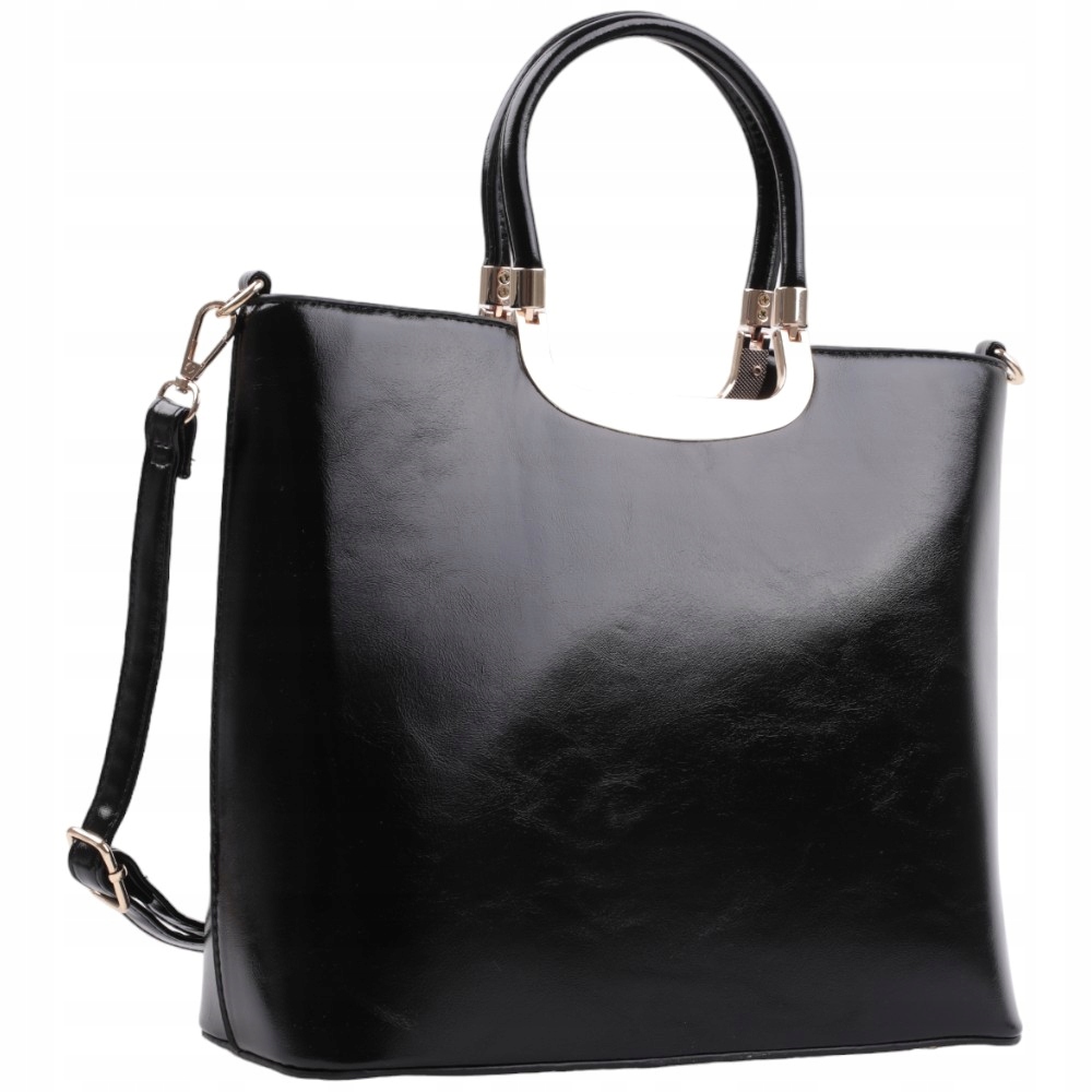 Torebka damska shopper na ramię miejska wizytowe shopperki klasyczne Czarna