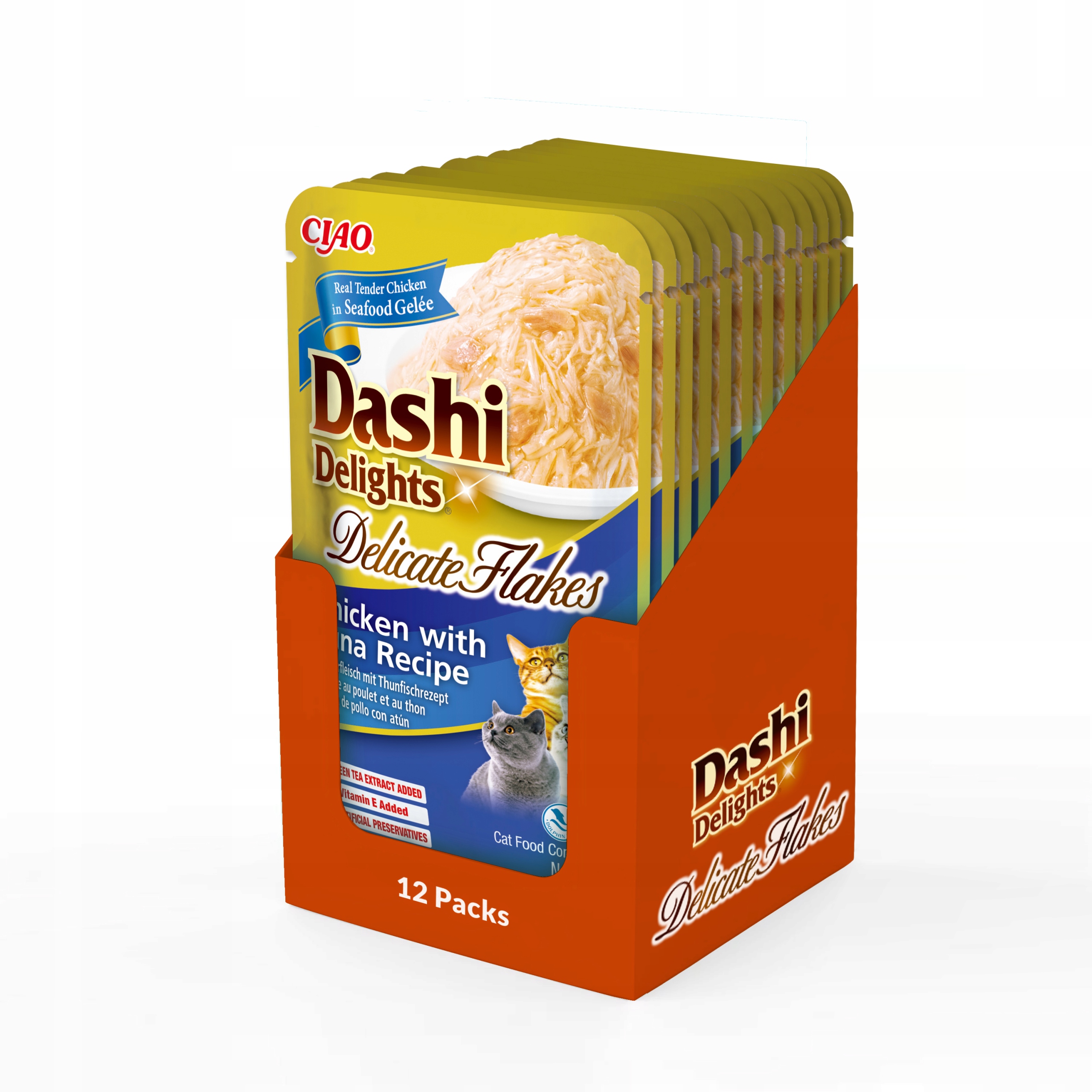 Levně Inaba Cat Dashi Delights vločky s kuřecím masem a tuňákem 12x40g