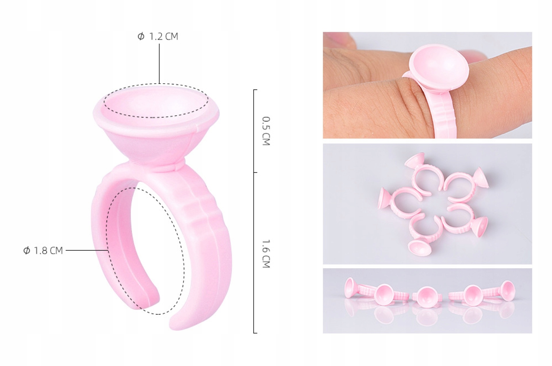 Pierścionek na klej tusz pigment do rzęs 25szt