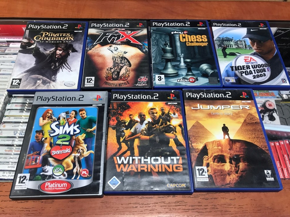 ZESTAW 7 GIER PS2 SIMS 2 ZWIERZAKI JUMPER WITHOUT WARNING TIGER CHESS PIRAT Platforma PlayStation 2 (PS2)
