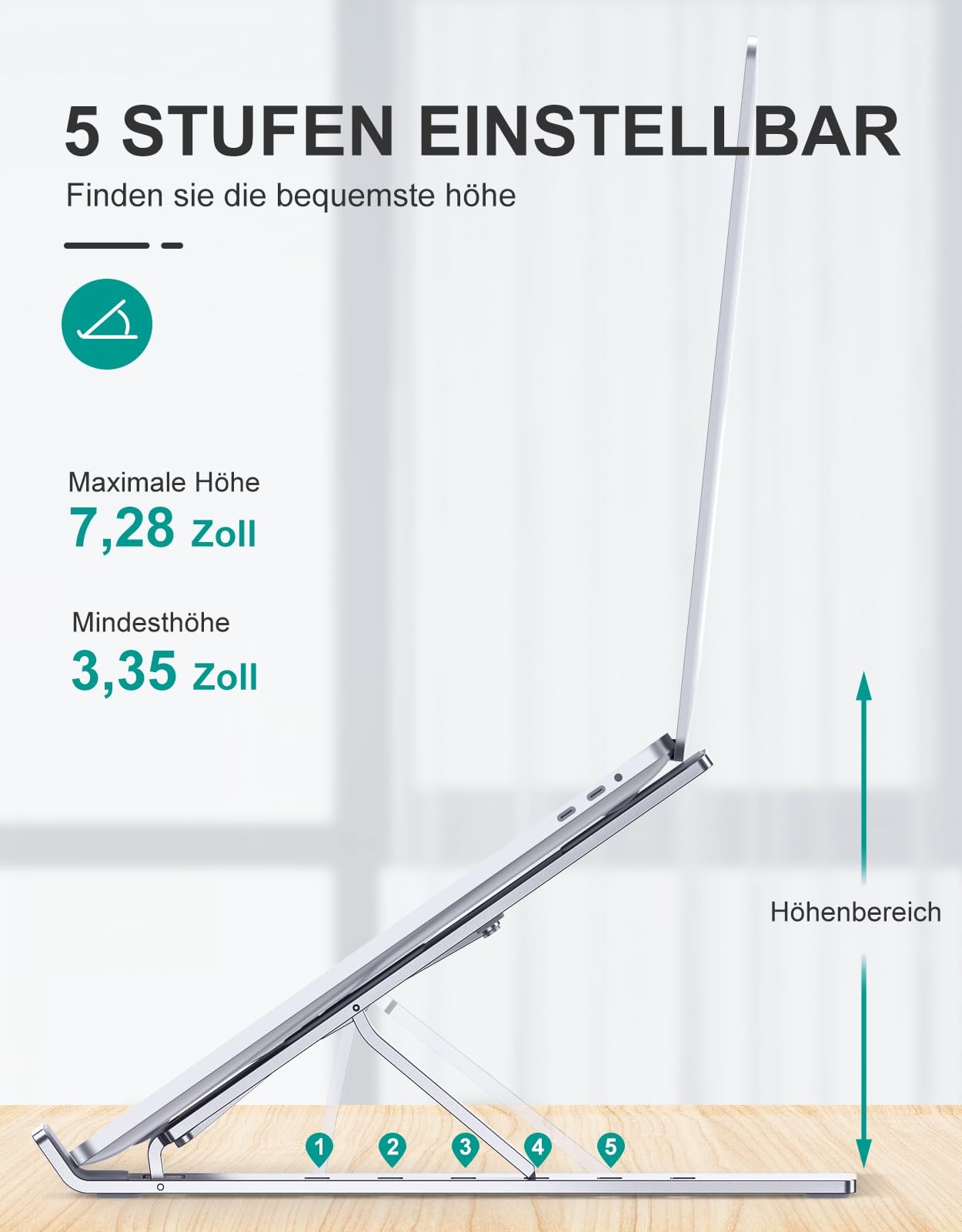 BABACOM Aluminiowy Stojak Na Laptopa Regulowany Chłodzący 10-15,6 Cali — miniatura 2