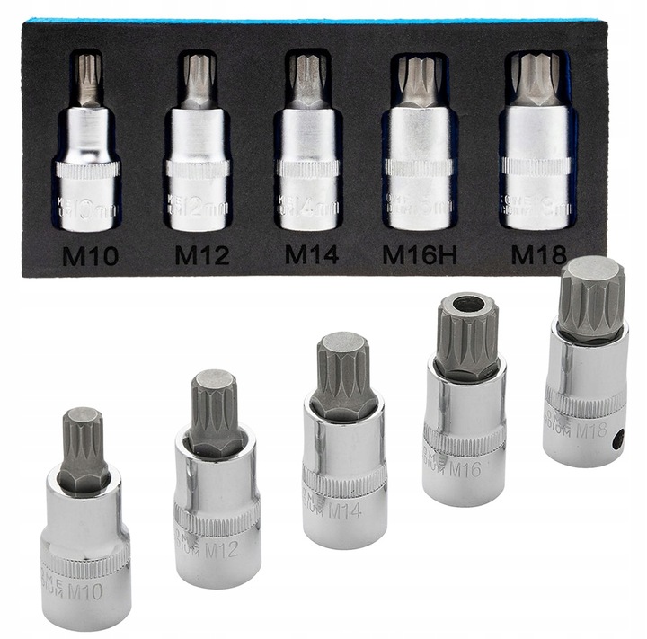 Klucze Nasadowe Spline M10 M12 M14 M16 M18 Piasta Korki Oleju Vw Xzn 5EL1/2