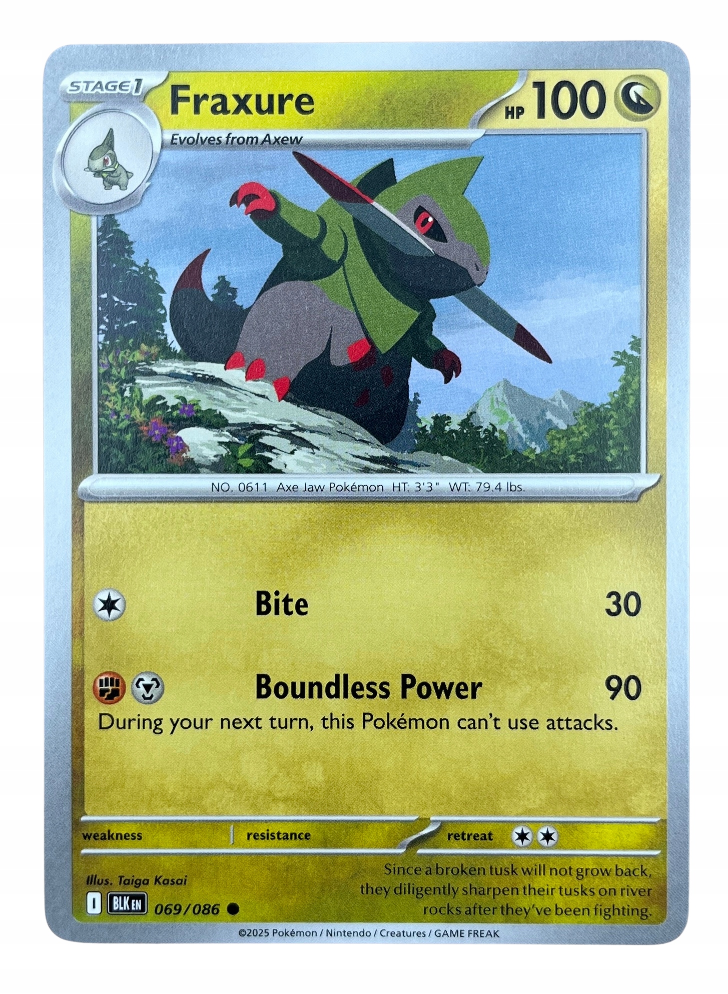 Karta Pokemon TCG | Fraxure (BLK 069/086) | Black Bolt | Common