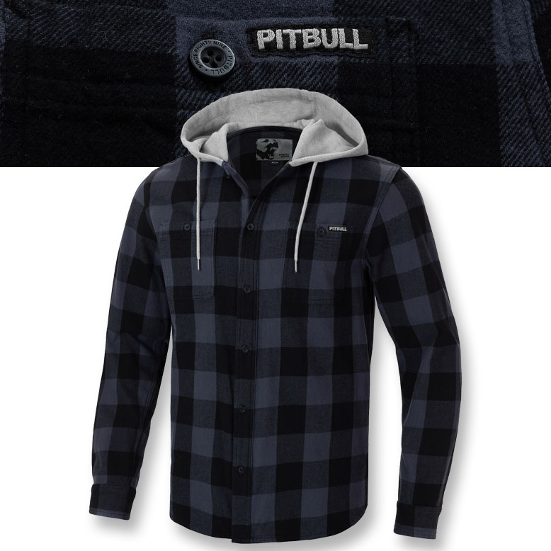 Pánská flanelová košile s kapucí Pitbull Woodson Mřížková košile Bavlna