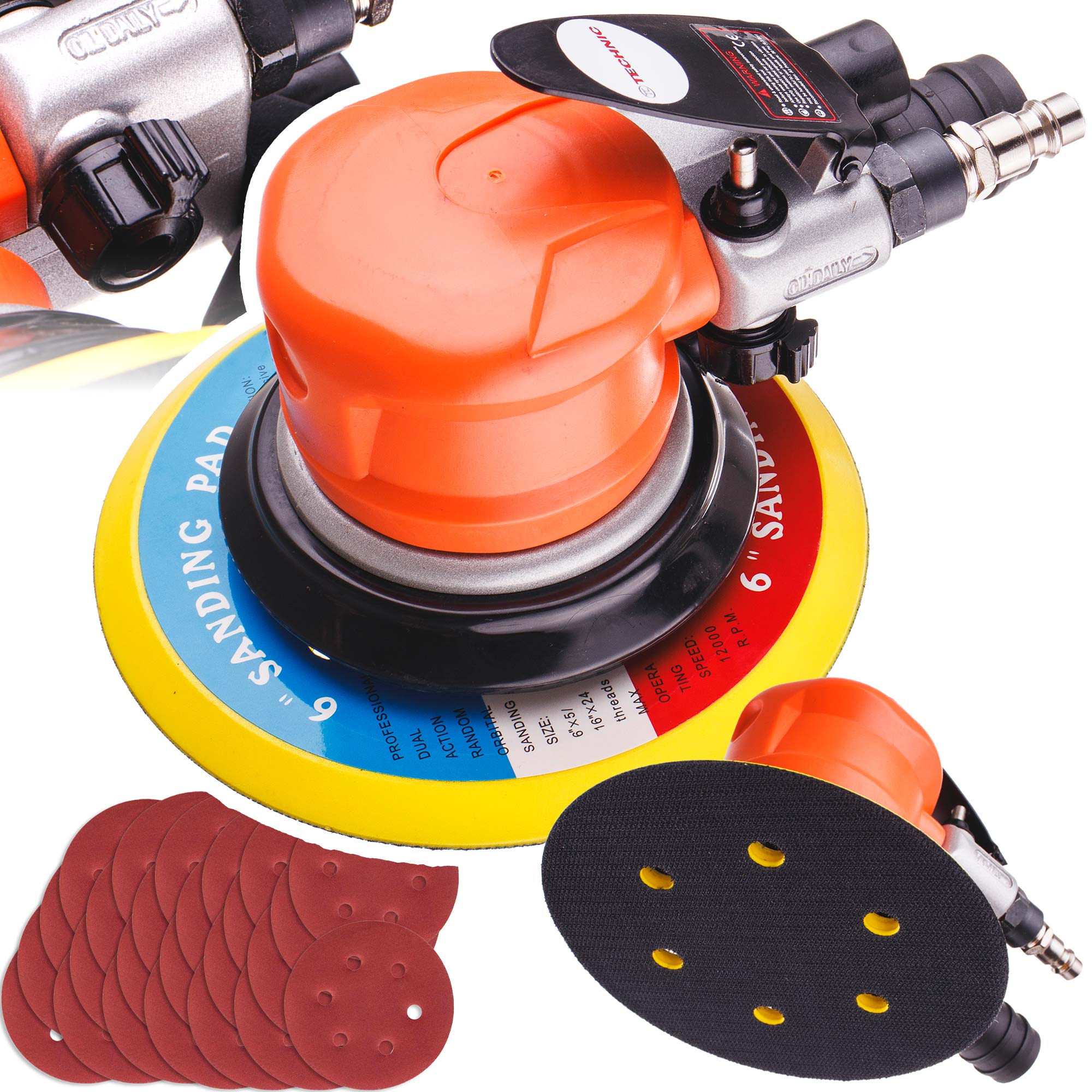 Pneumatická excentrická oscilační bruska 150 mm 25 x brusné kotouče 120