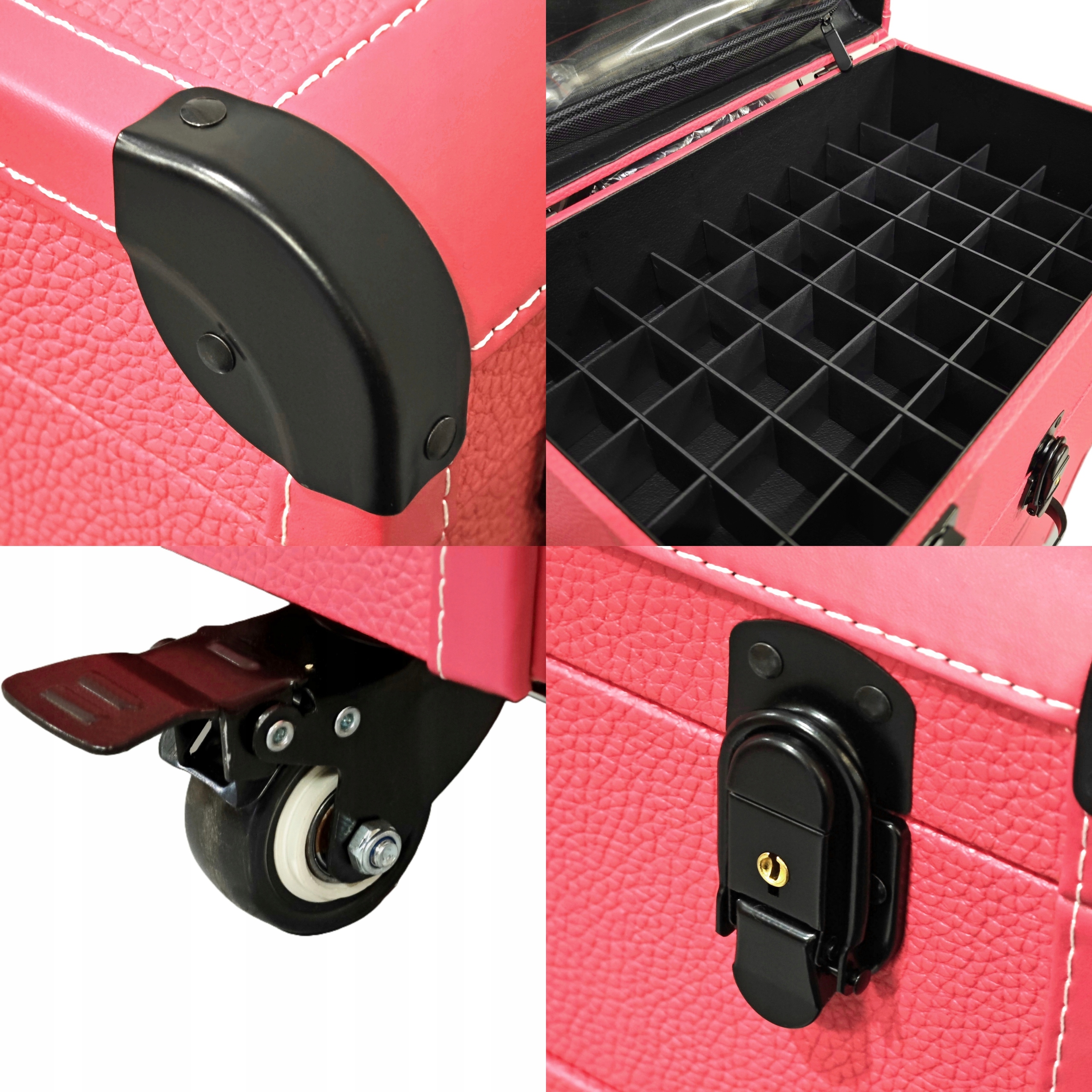 Kuferek kosmetyczny na kółkach, Duży Organizer na kosmetyki Liczba półek 3