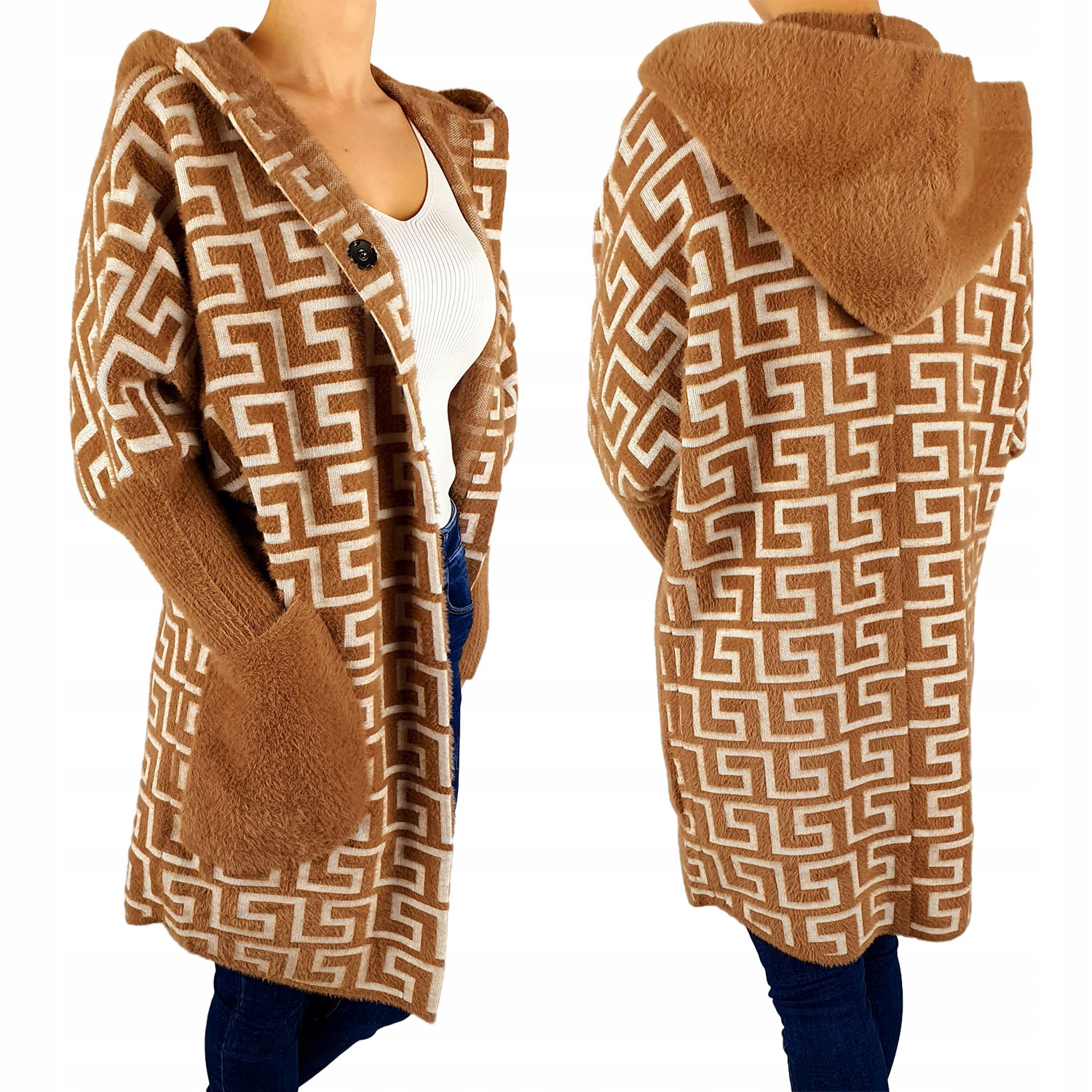 #alpaka Dámská Bunda Dámská Vlněná Bunda Kapuce#