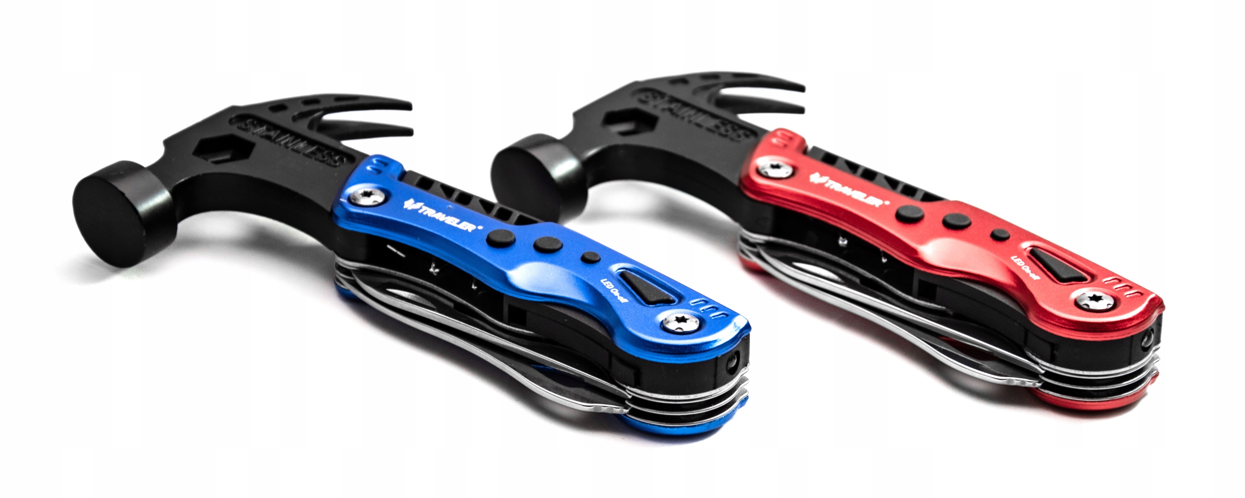 Multitool Traveler Nůž Svítilna Kladivo Bity Pouzdro