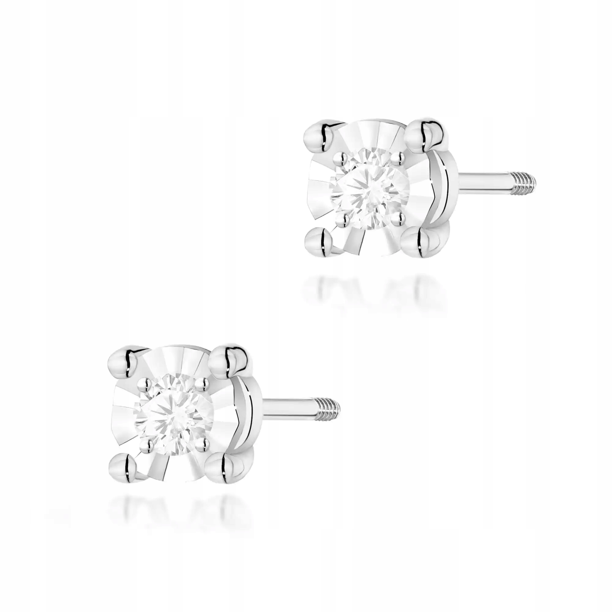 Zlaté náušnice 585 s diamanty, bílé zlato, elegantní módní design