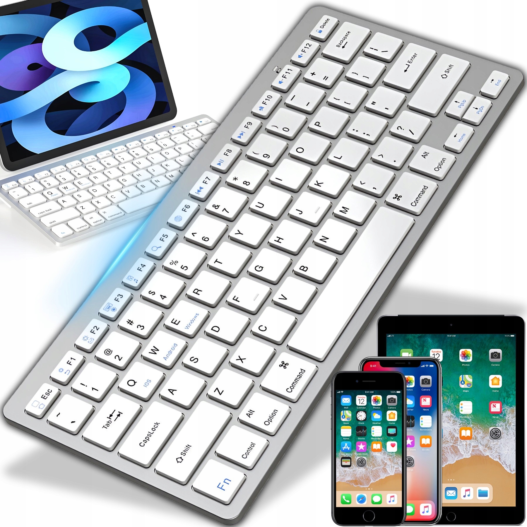 Klawiatura Bezprzewodowa Bluetooth Membranowa Smart Tv Pc Ios Android Win