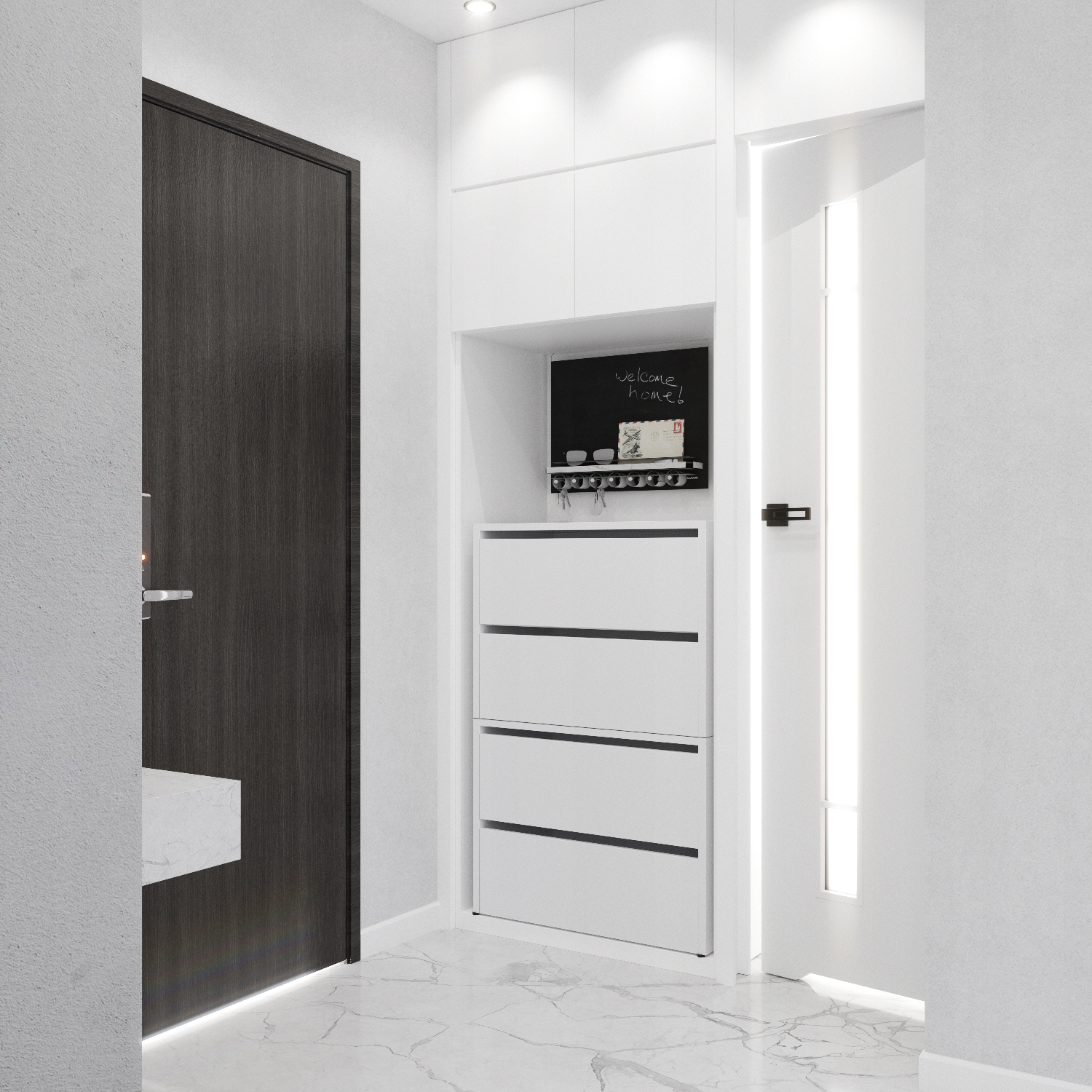 Szafka Na Buty Biała 60 CM Wysoka Modułowa Bez Siedziska Wąska Regał Stojak Marka Stiv-Meble