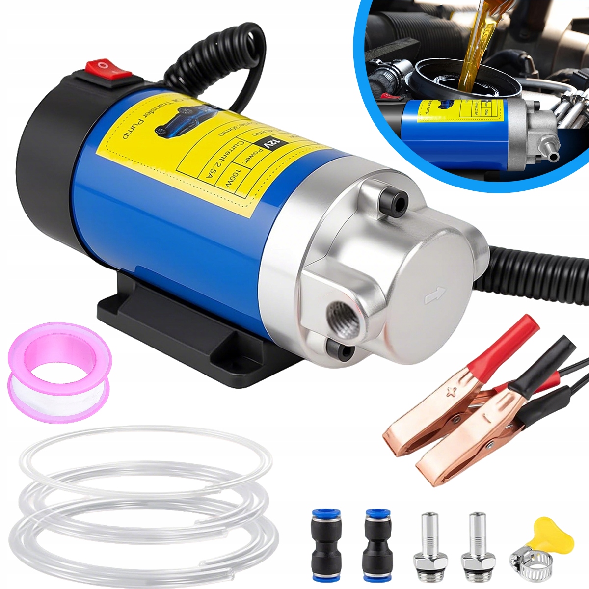 Pompa Do Spuszczania Paliwa Ropy Oleju Wymiany POMPKA ELEKTRYCZNA 12V 100W