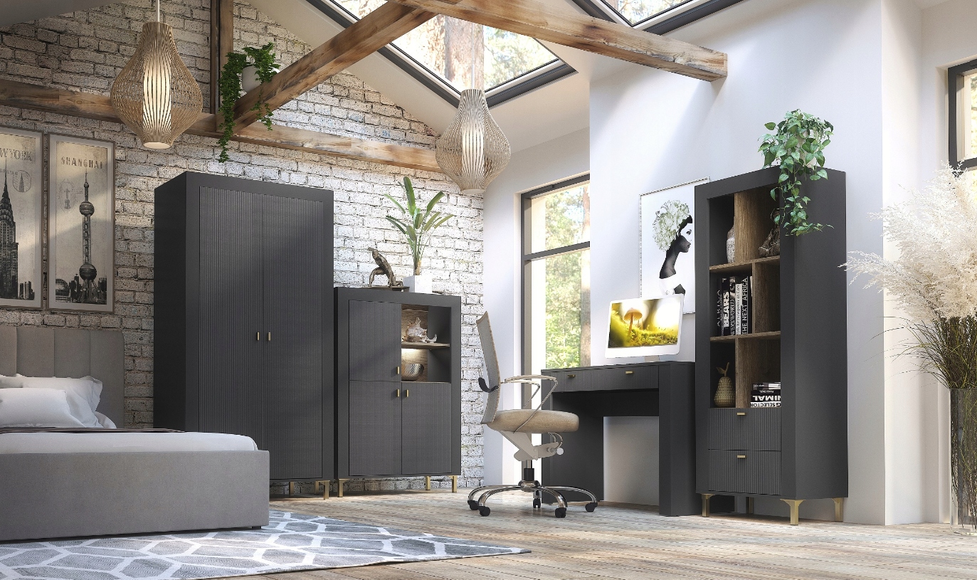 Nowoczesna Komoda z Kominkiem 177 cm Biała 2D1SZ ROSA DL 3 kolory Kolor mebla biały