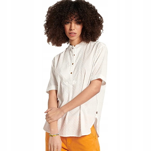 Superdry Bílá Halenka Vzor Knoflíky (36)