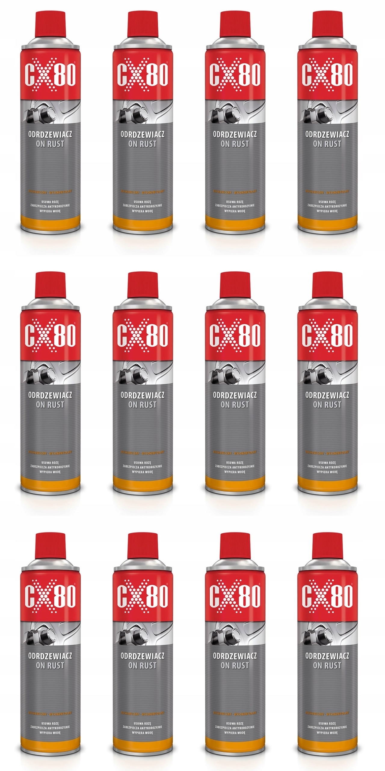 Sada 12 CX80 On Rust Odhrdzavovač s aplikátorom v spreji penetrátor 500 ml