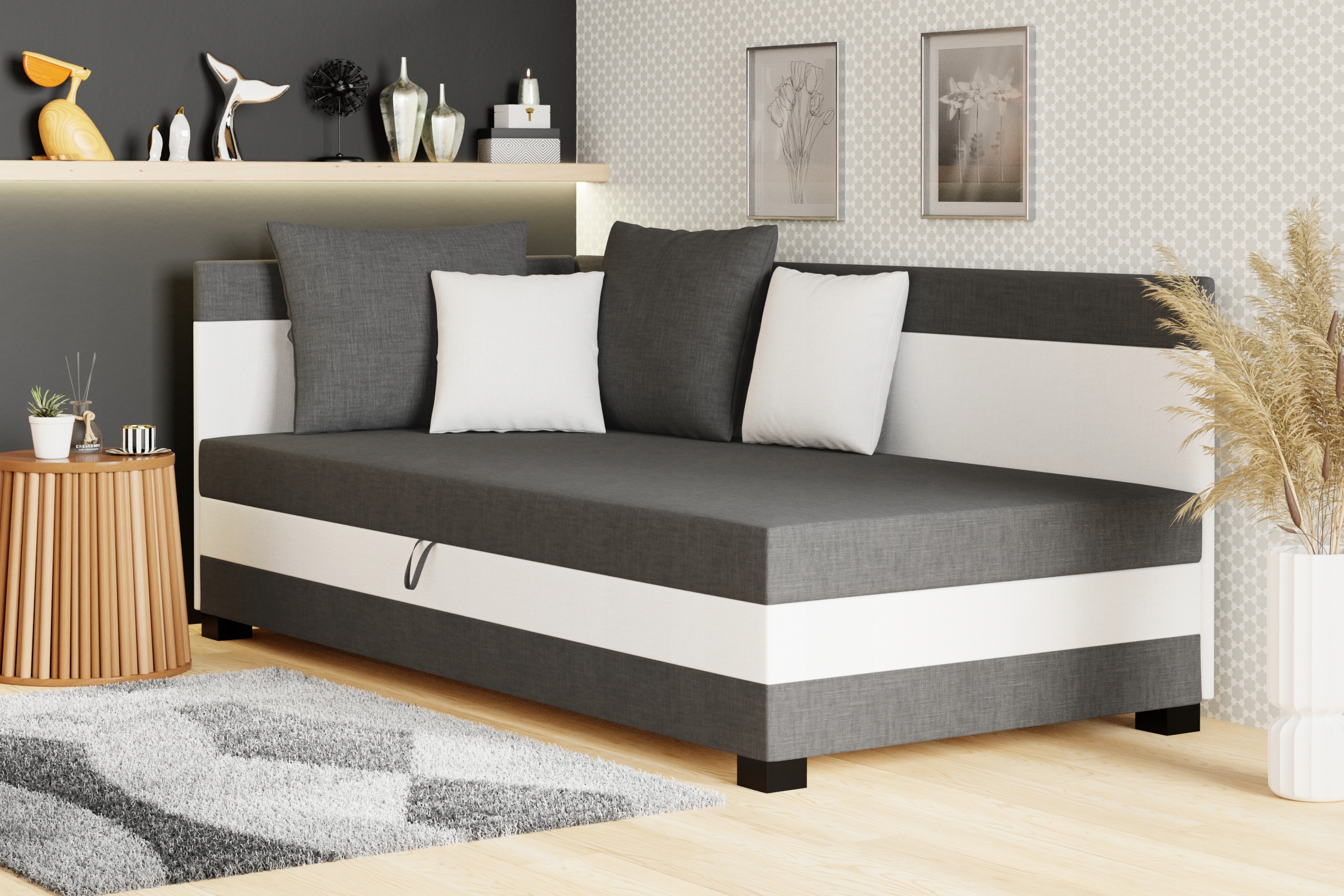 Łóżko narożnik, tapczan Nela 90 cm+poduszki Gratis Marka AMK Meble