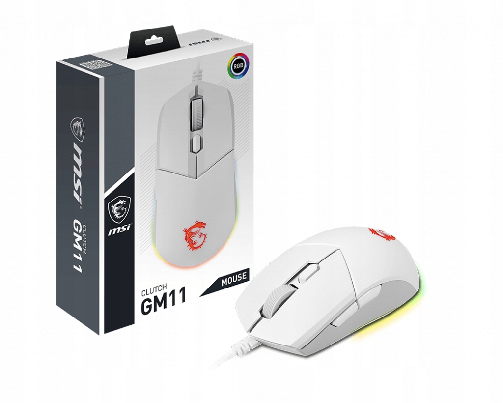 Mysz gamingowa Msi Clutch GM11 White Rgb PMW-3325 Omron