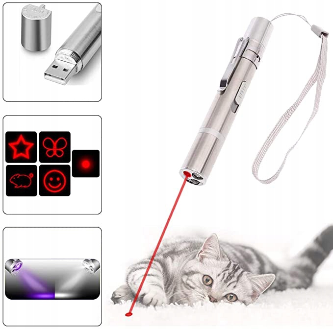

Laser Wskaźnik Laserowy Latarka Zabawka Kota 3W1