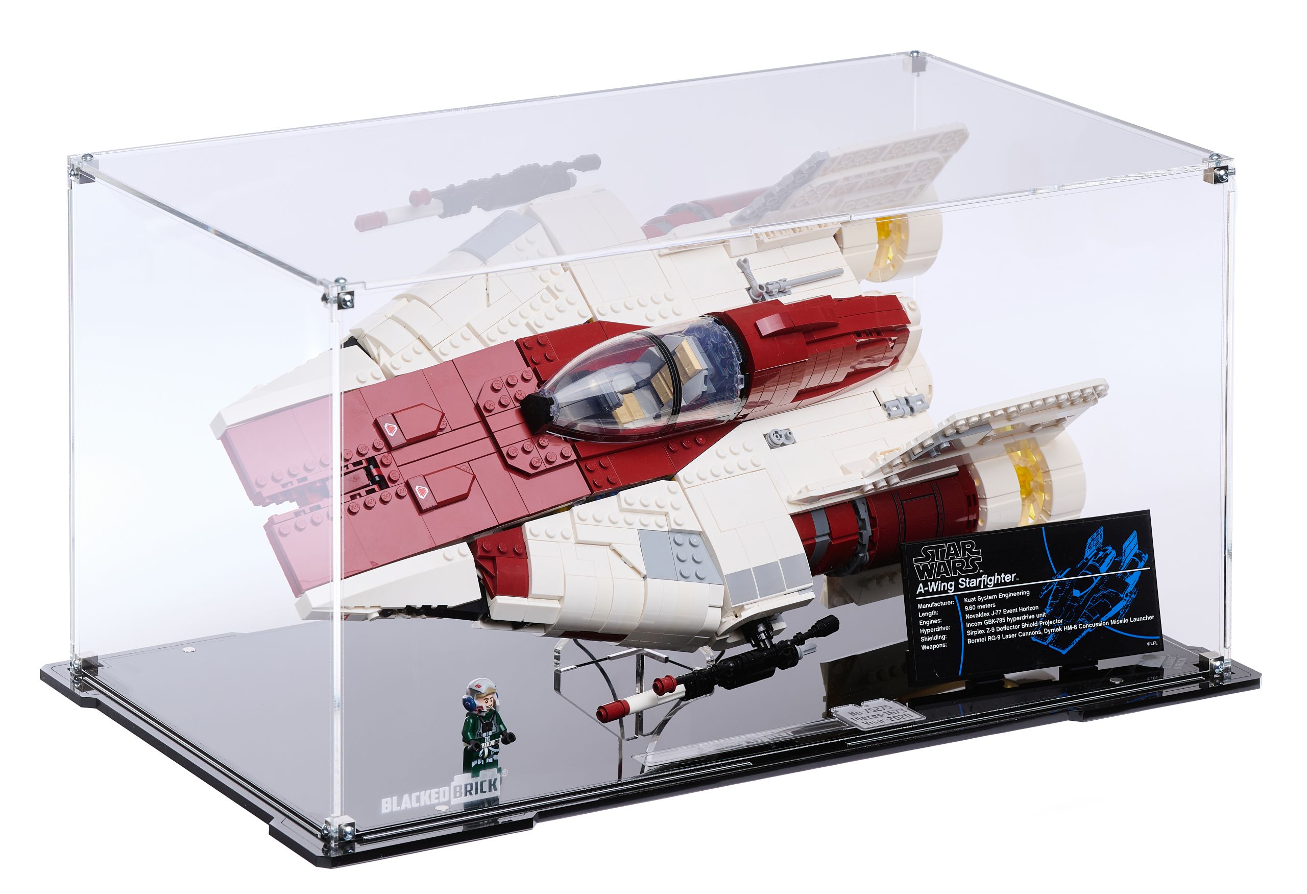Vitrína Blacked Brick pre Lego Star Wars 75275 Star Wars Stíhačka A-wing