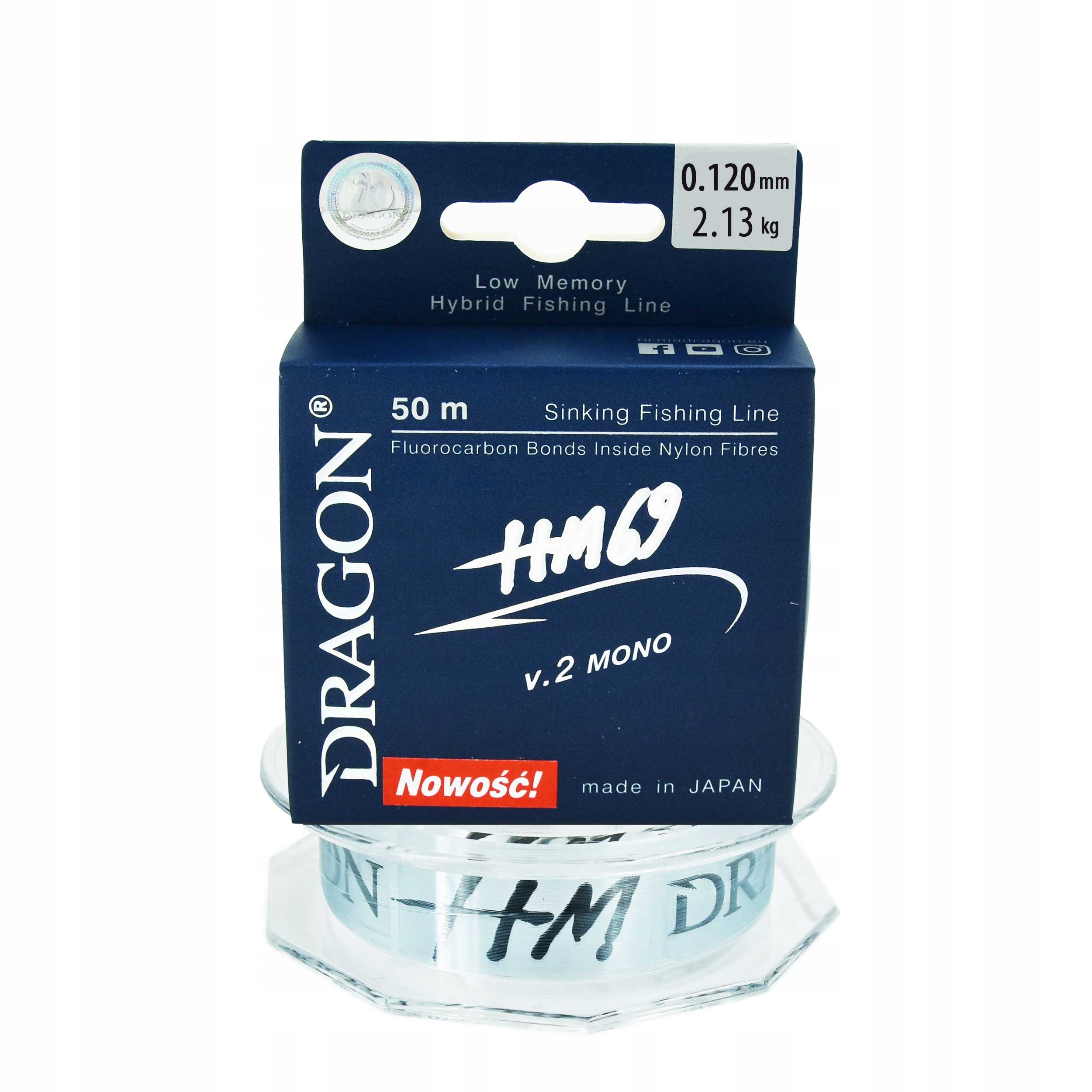 Żyłka spinningowa Dragon HM69 Pro v.2 mono 0,120mm 50m 2,13kg przezroczysta