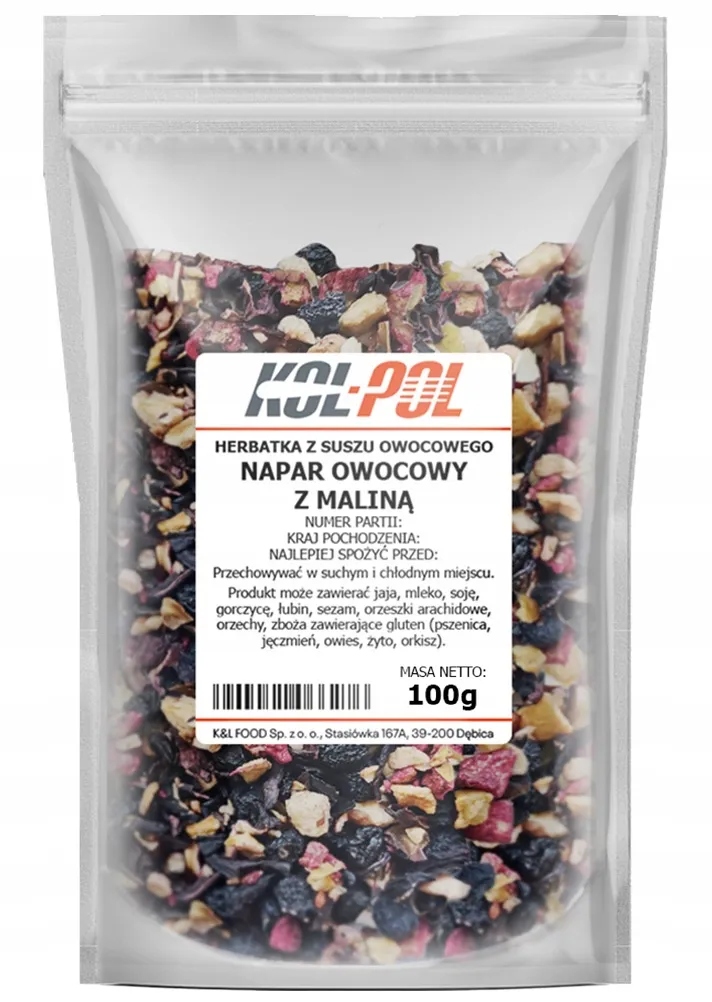 Čaj Ovocný Nálev Malina 200g Přírodní sušený čaj Kol-Pol