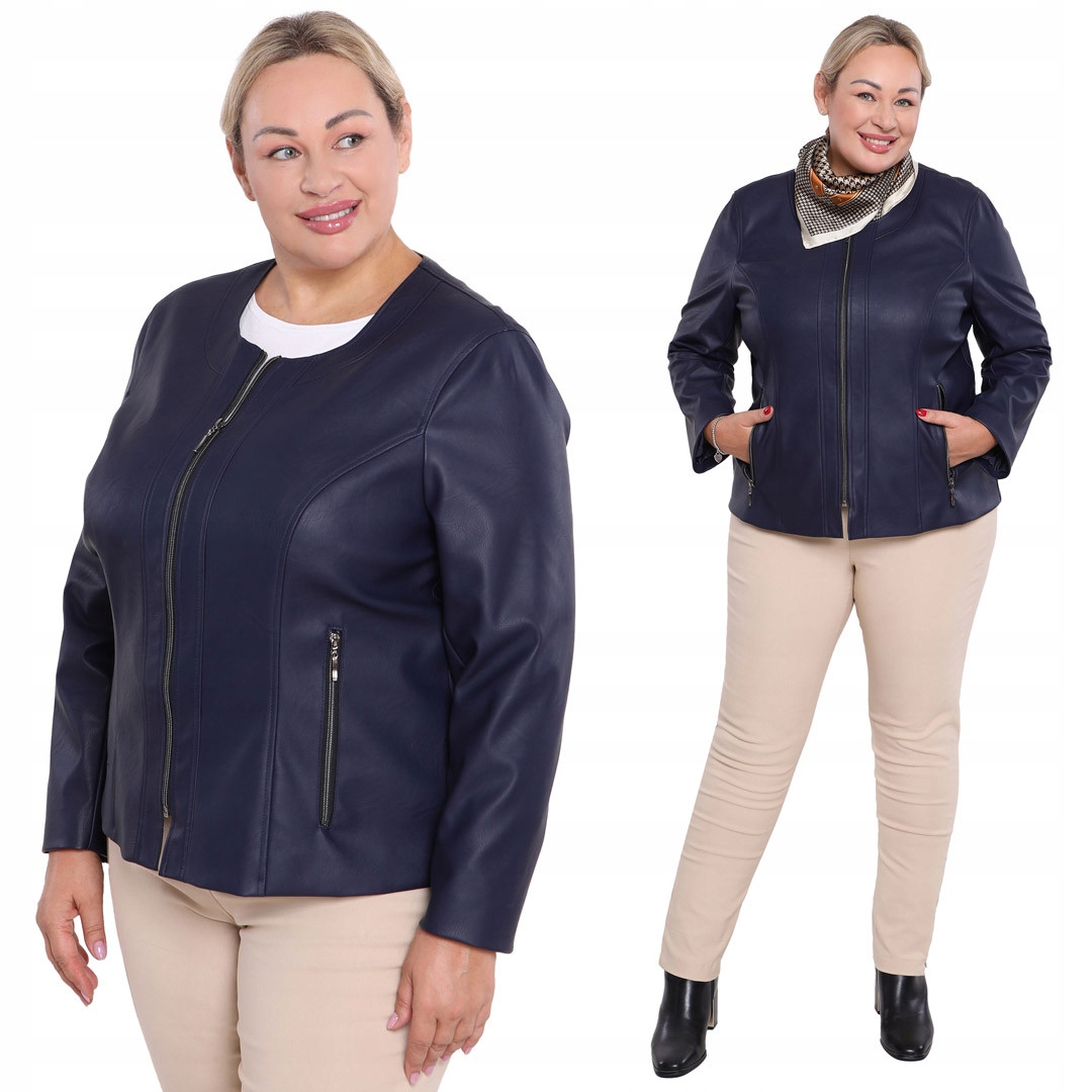 Tmavě modrá bunda z ekokůže 48