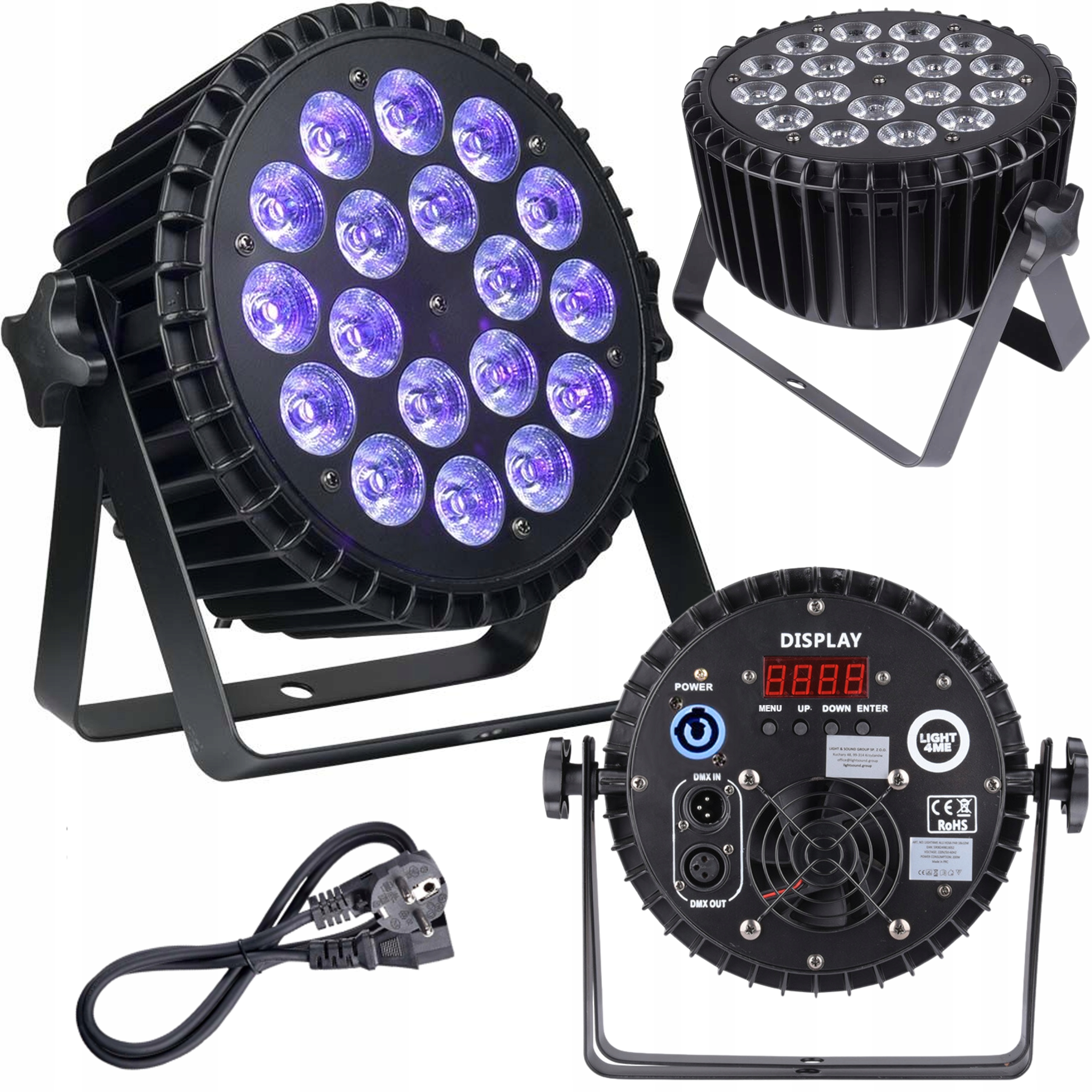 Led Scénický Reflektor Par LIGHT4ME Alu Quad Par 18x6W Rgbw