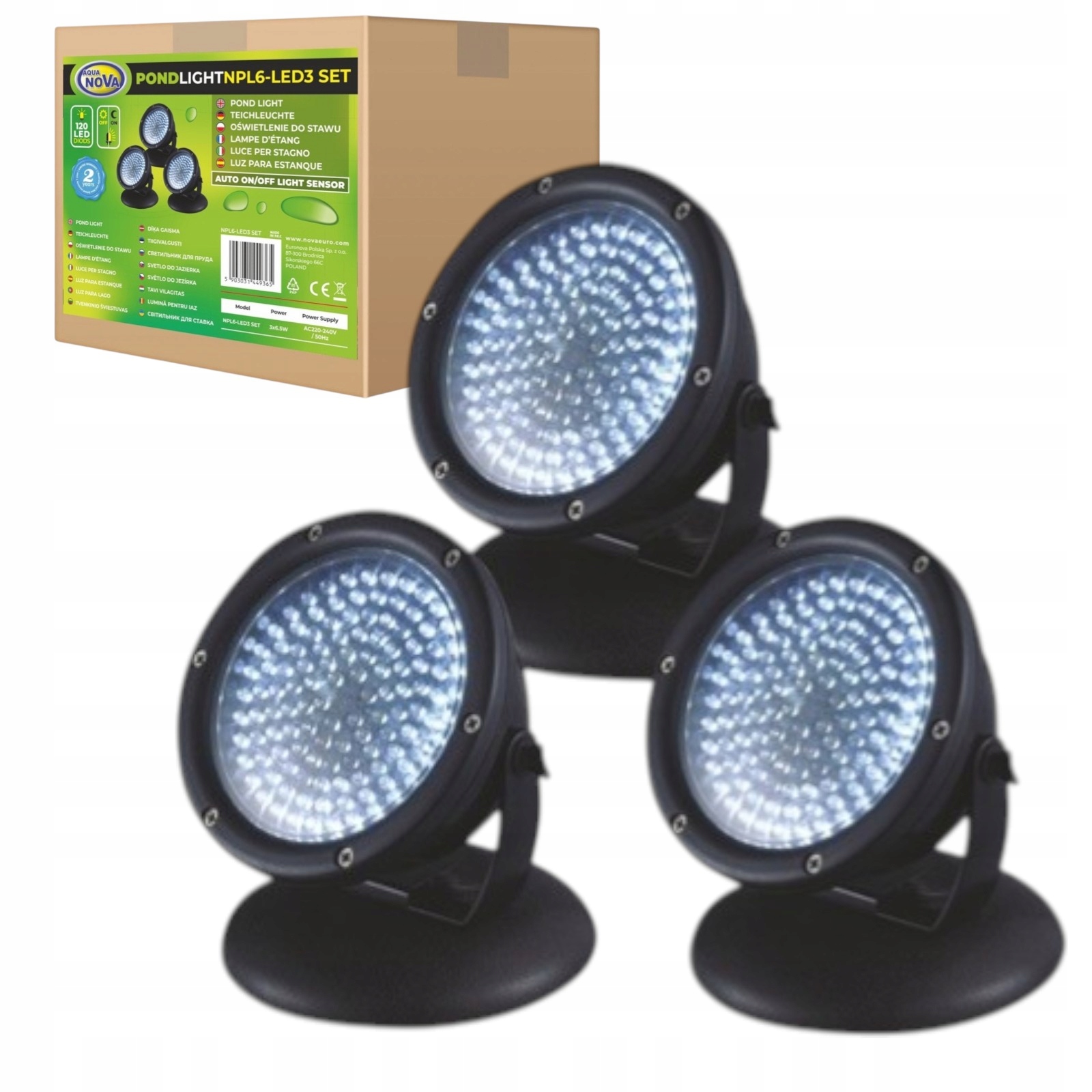 Zestaw 3 Reflektorów Led Aqua Nova NPL6-LED3 3x6,5W – Oświetlenie Oczka