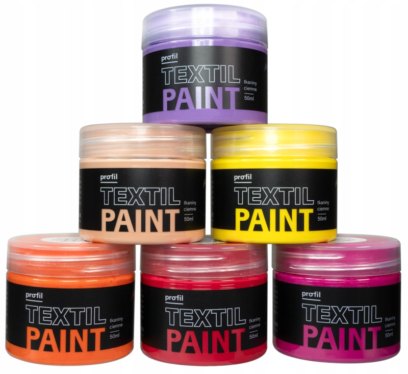 Zestaw farb 6 kolorów do malowania ciemnych tkanin bawełny koszulek 6x50ml